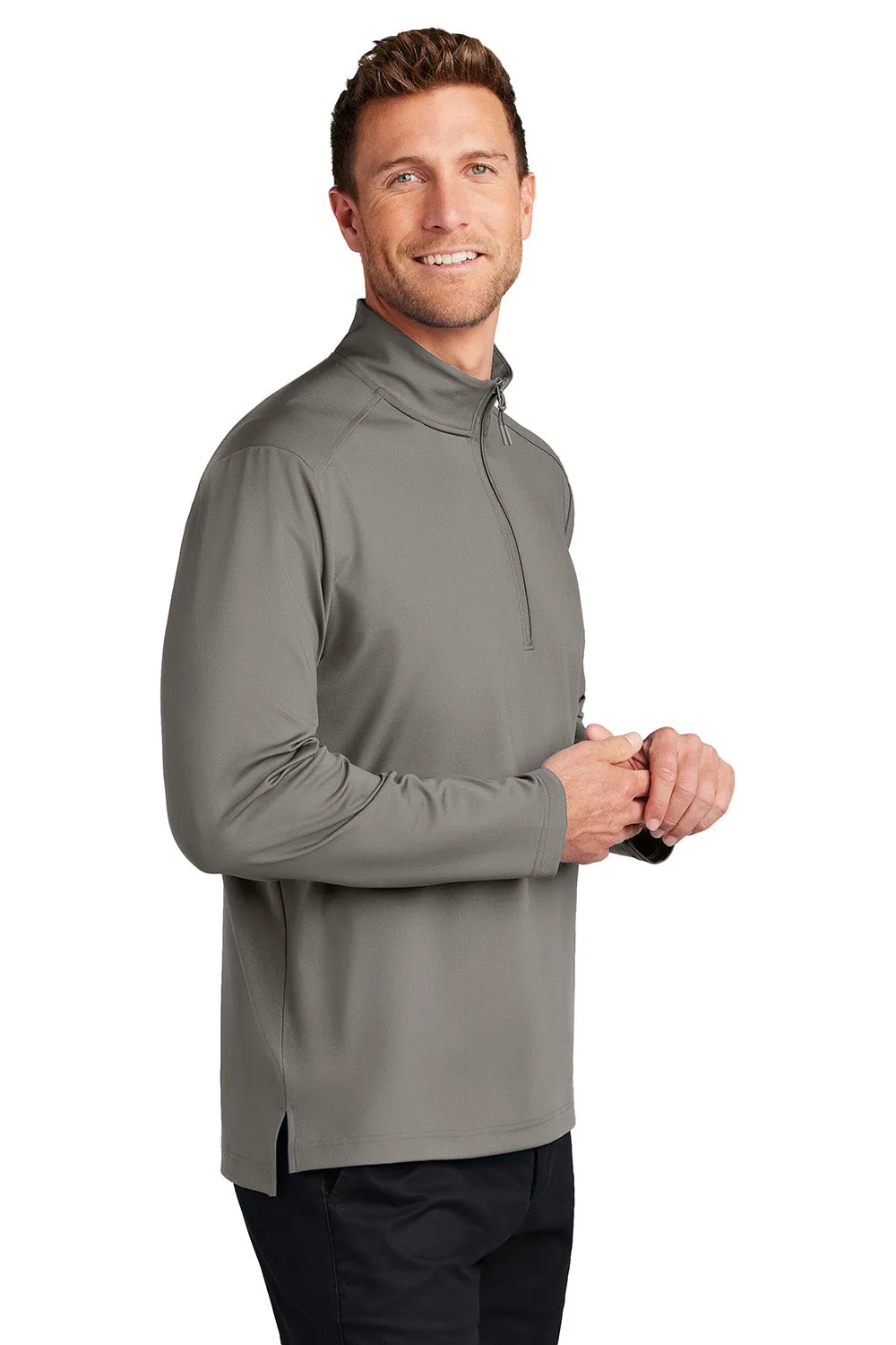 Port Authority Mens C-FREE Double Knit Moisture Wicking 1/4 Zip Sweatshirt - Smoke Grey