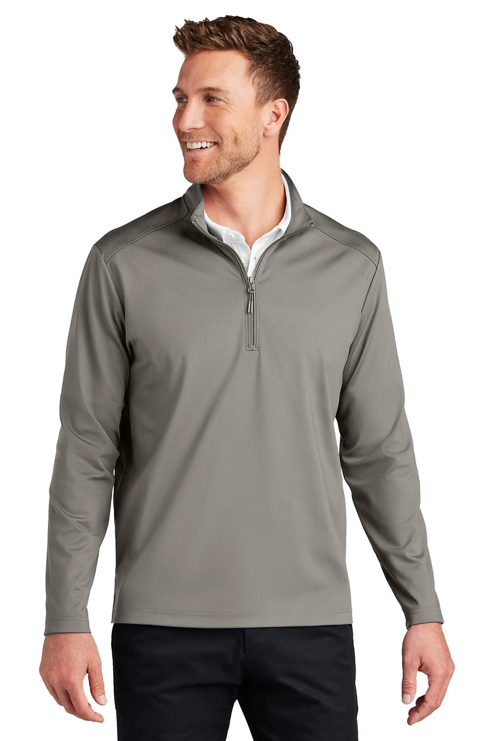 Port Authority Mens C-FREE Double Knit Moisture Wicking 1/4 Zip Sweatshirt - Smoke Grey