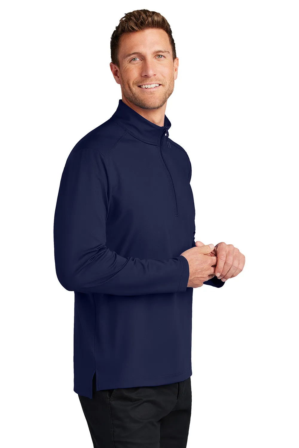 Port Authority Mens C-FREE Double Knit Moisture Wicking 1/4 Zip Sweatshirt - True Navy Blue