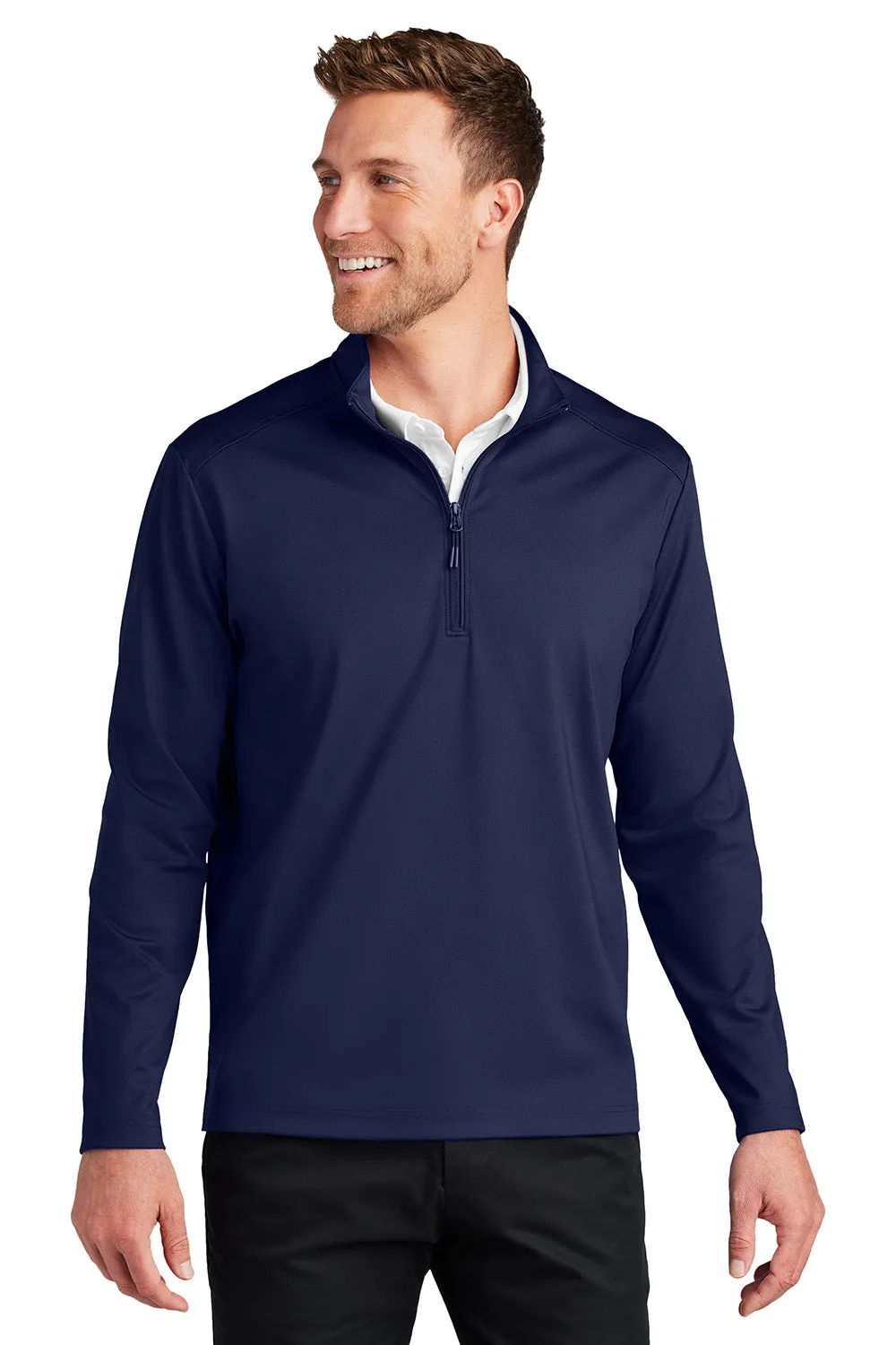 Port Authority Mens C-FREE Double Knit Moisture Wicking 1/4 Zip Sweatshirt - True Navy Blue