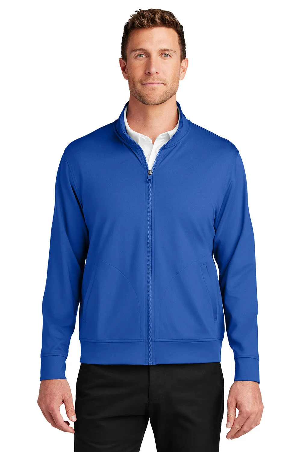 Port Authority Mens C-FREE Double Knit Moisture Wicking Full Zip Sweatshirt w/ Pockets - True Royal Blue