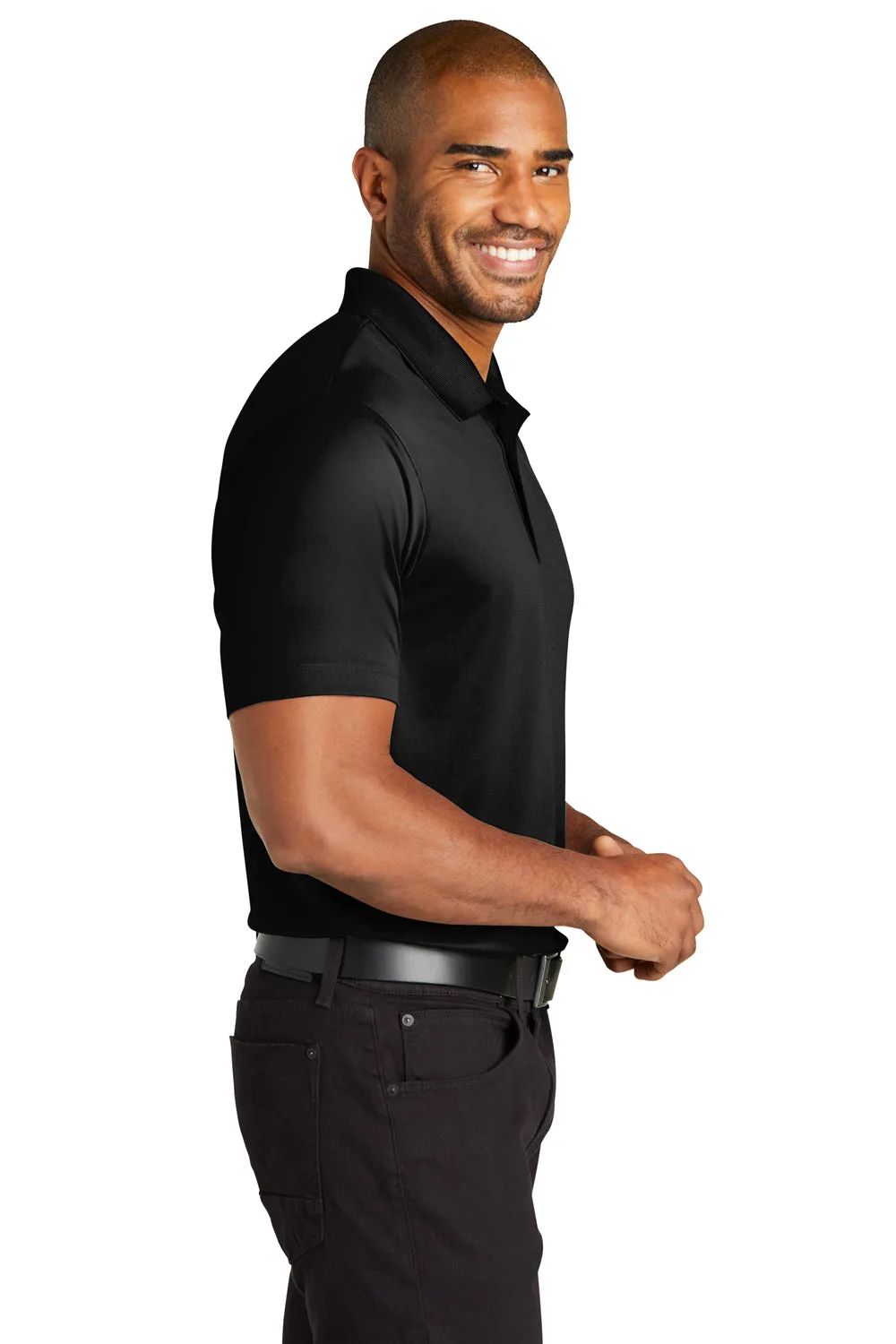 Port Authority Mens C-Free Performance Moisture Wicking Short Sleeve Polo Shirt - Deep Black