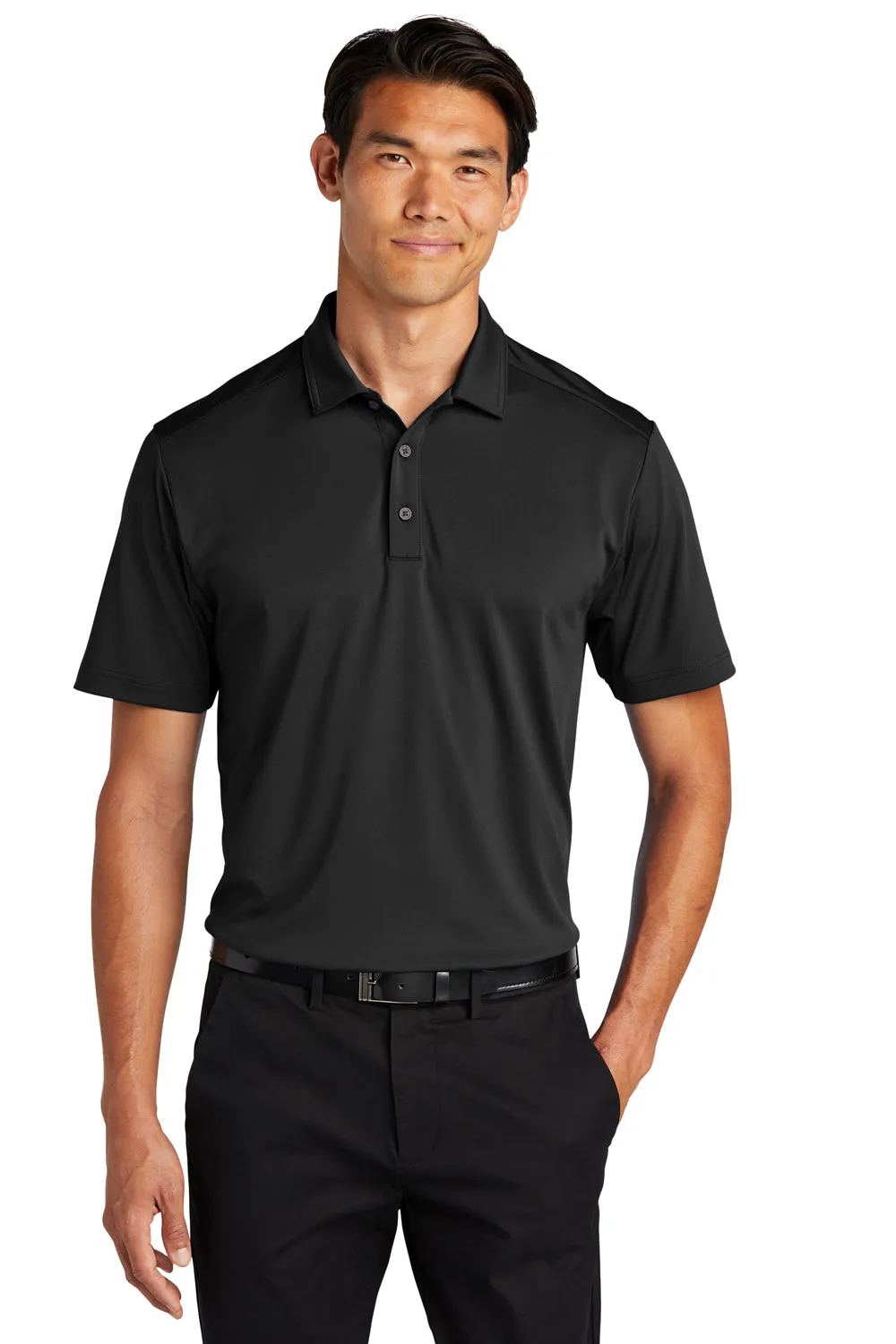 Port Authority Mens C-Free Performance Moisture Wicking Short Sleeve Polo Shirt - Deep Black