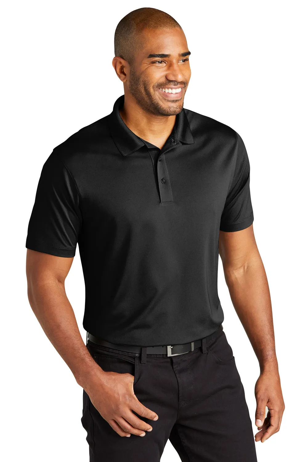 Port Authority Mens C-Free Performance Moisture Wicking Short Sleeve Polo Shirt - Deep Black