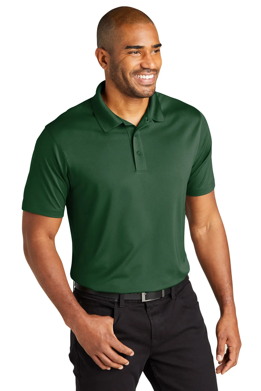 Port Authority Mens C-Free Performance Moisture Wicking Short Sleeve Polo Shirt - Forest Green