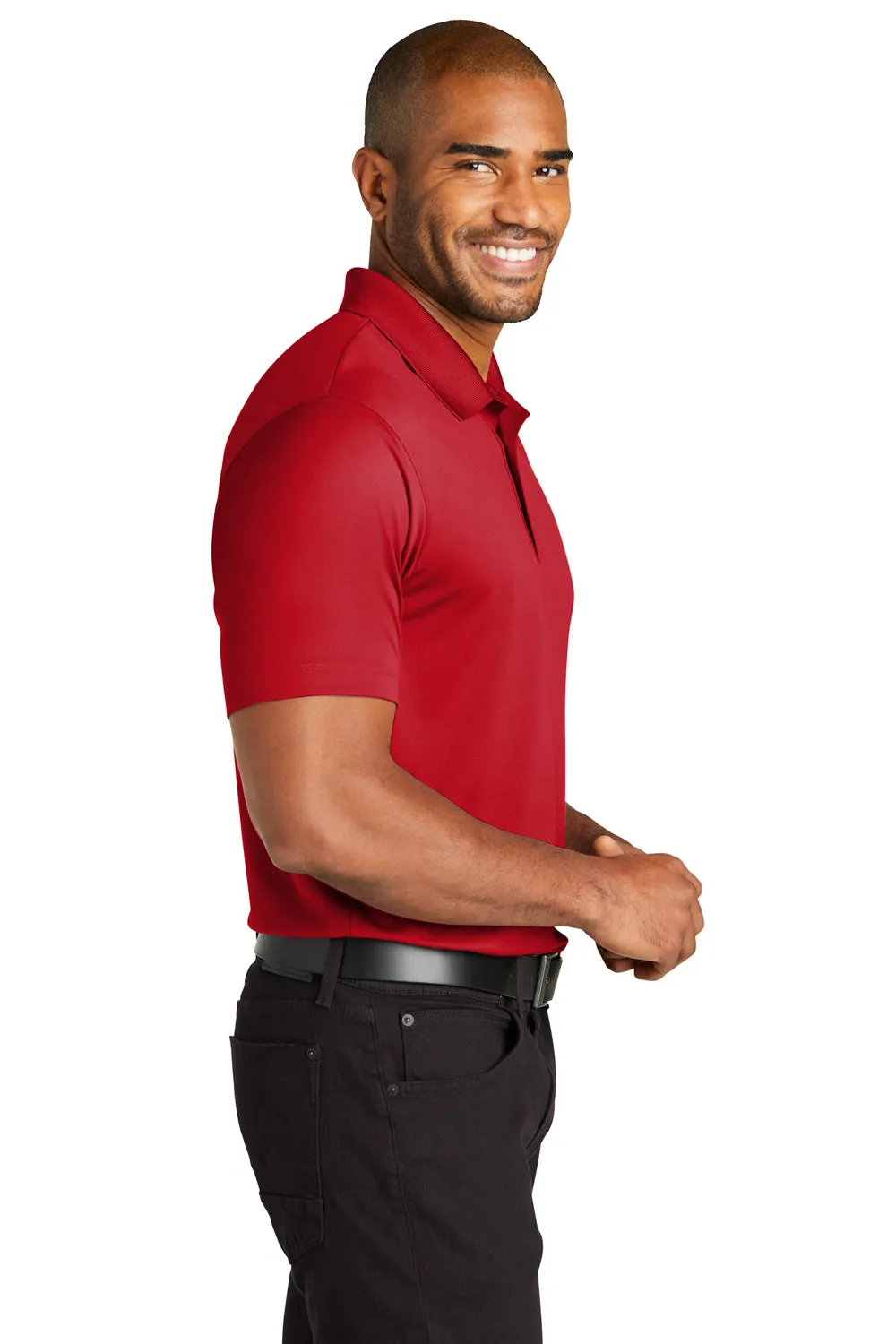 Port Authority Mens C-Free Performance Moisture Wicking Short Sleeve Polo Shirt - Rich Red