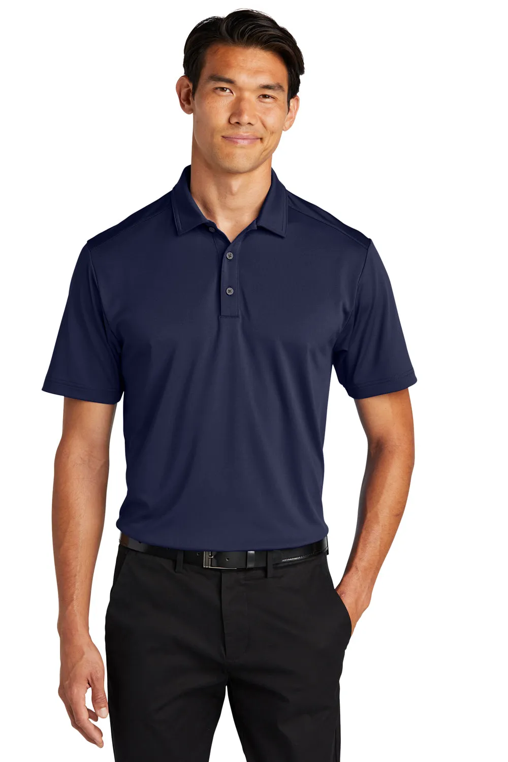 Port Authority Mens C-Free Performance Moisture Wicking Short Sleeve Polo Shirt - True Navy Blue