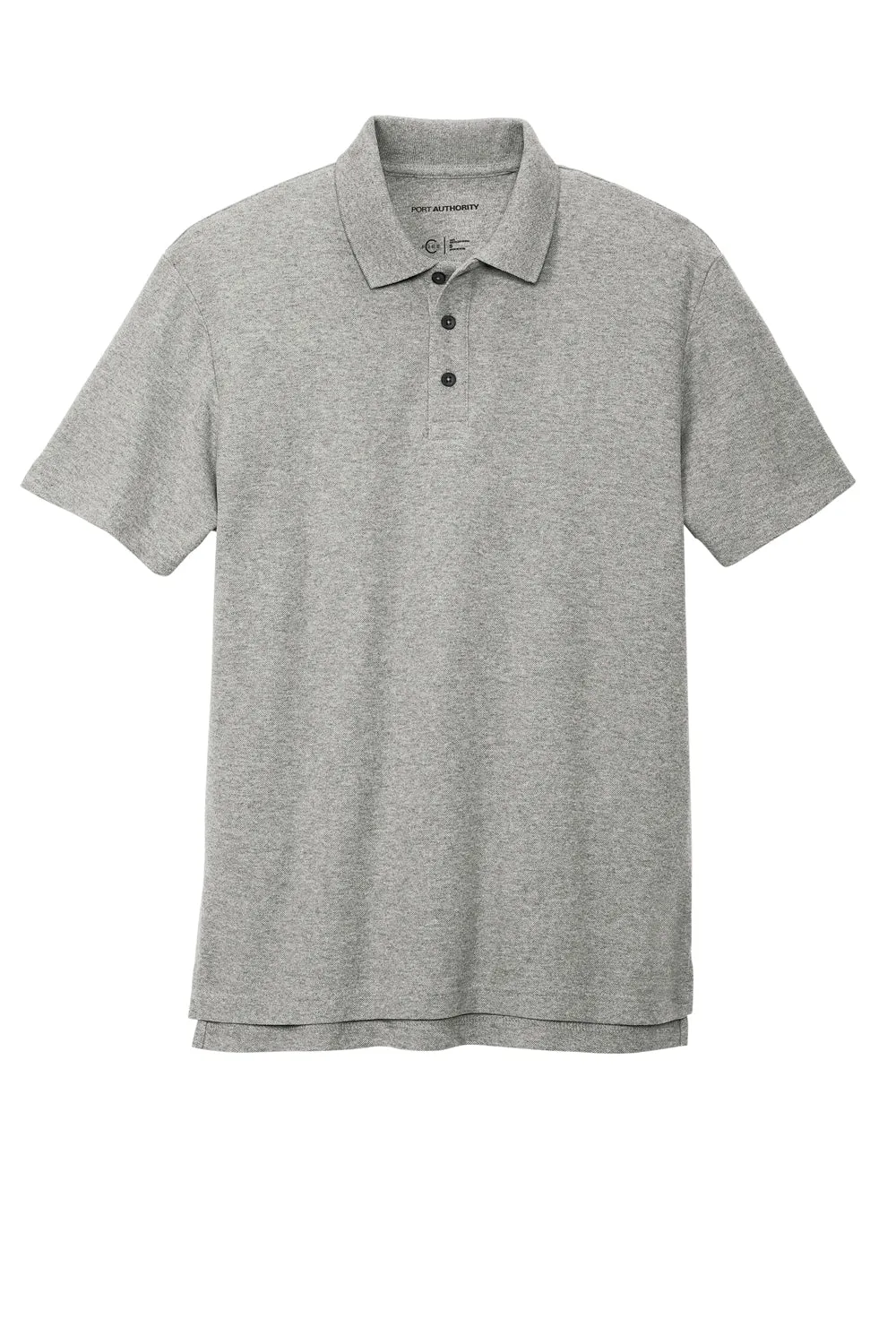 Port Authority Mens C-FREE Pique Short Sleeve Polo Shirt - Heather Deep Smoke Grey