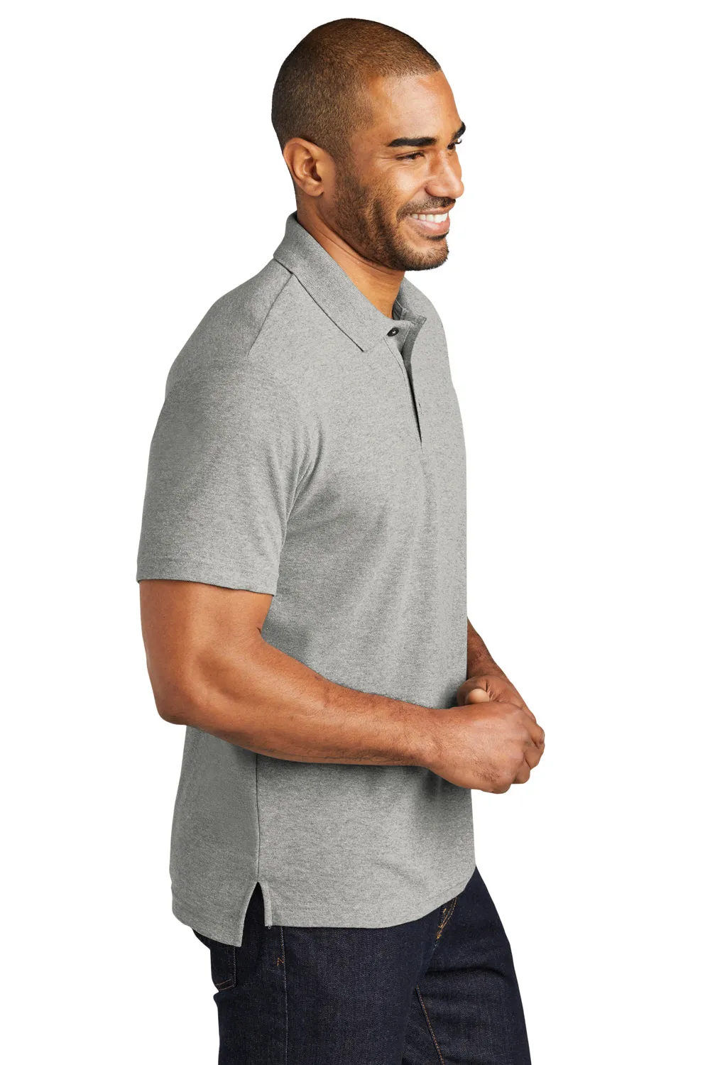 Port Authority Mens C-FREE Pique Short Sleeve Polo Shirt - Heather Deep Smoke Grey