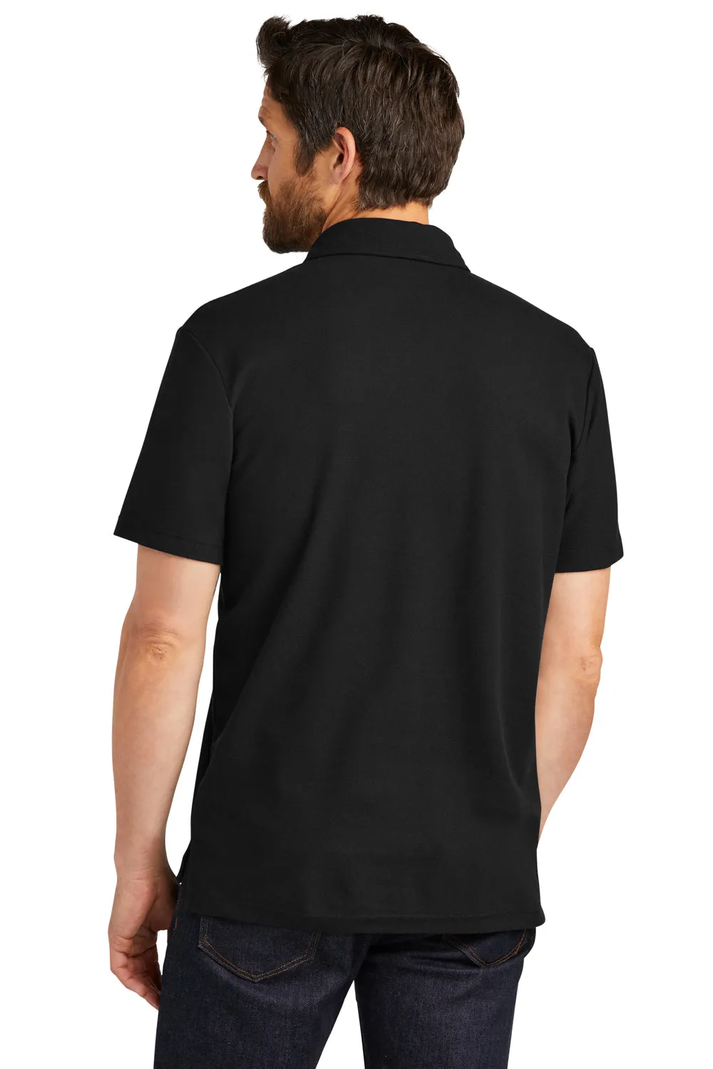 Port Authority Mens C-FREE Pique Short Sleeve Polo Shirt w/ Pocket - Black