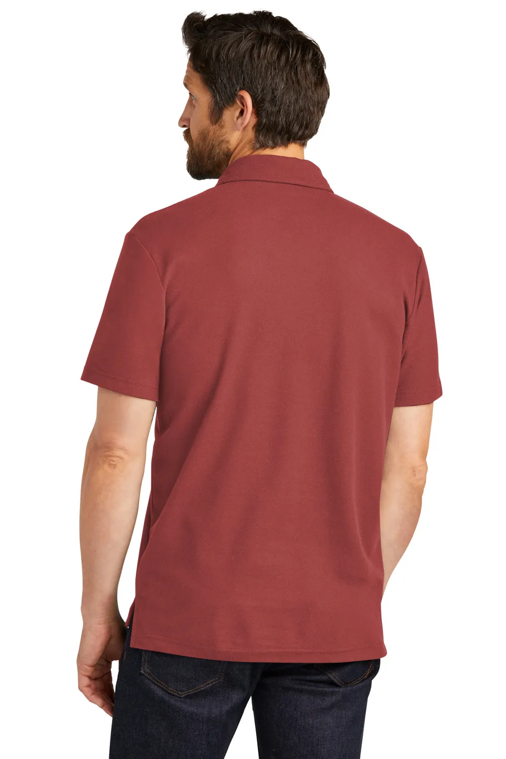 Port Authority Mens C-FREE Pique Short Sleeve Polo Shirt w/ Pocket - Garnet Red