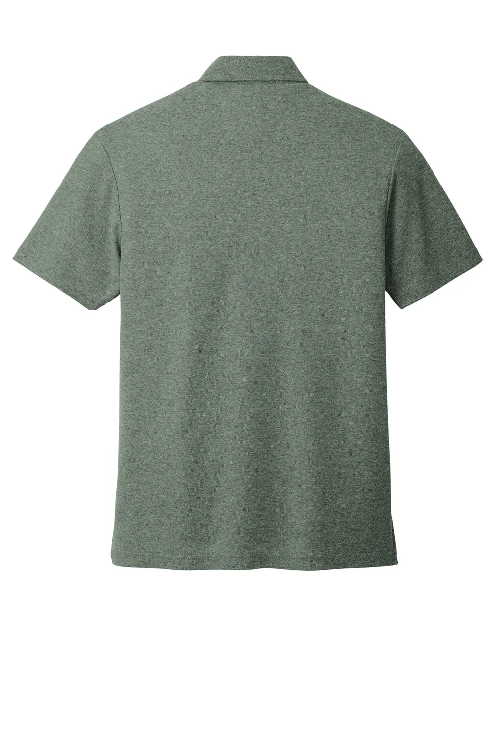 Port Authority Mens C-FREE Pique Short Sleeve Polo Shirt w/ Pocket - Heather Dark Green