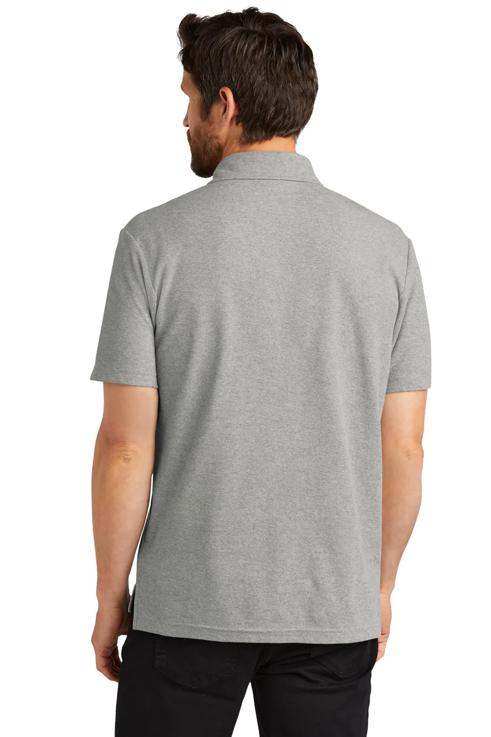 Port Authority Mens C-FREE Pique Short Sleeve Polo Shirt w/ Pocket - Heather Deep Smoke Grey