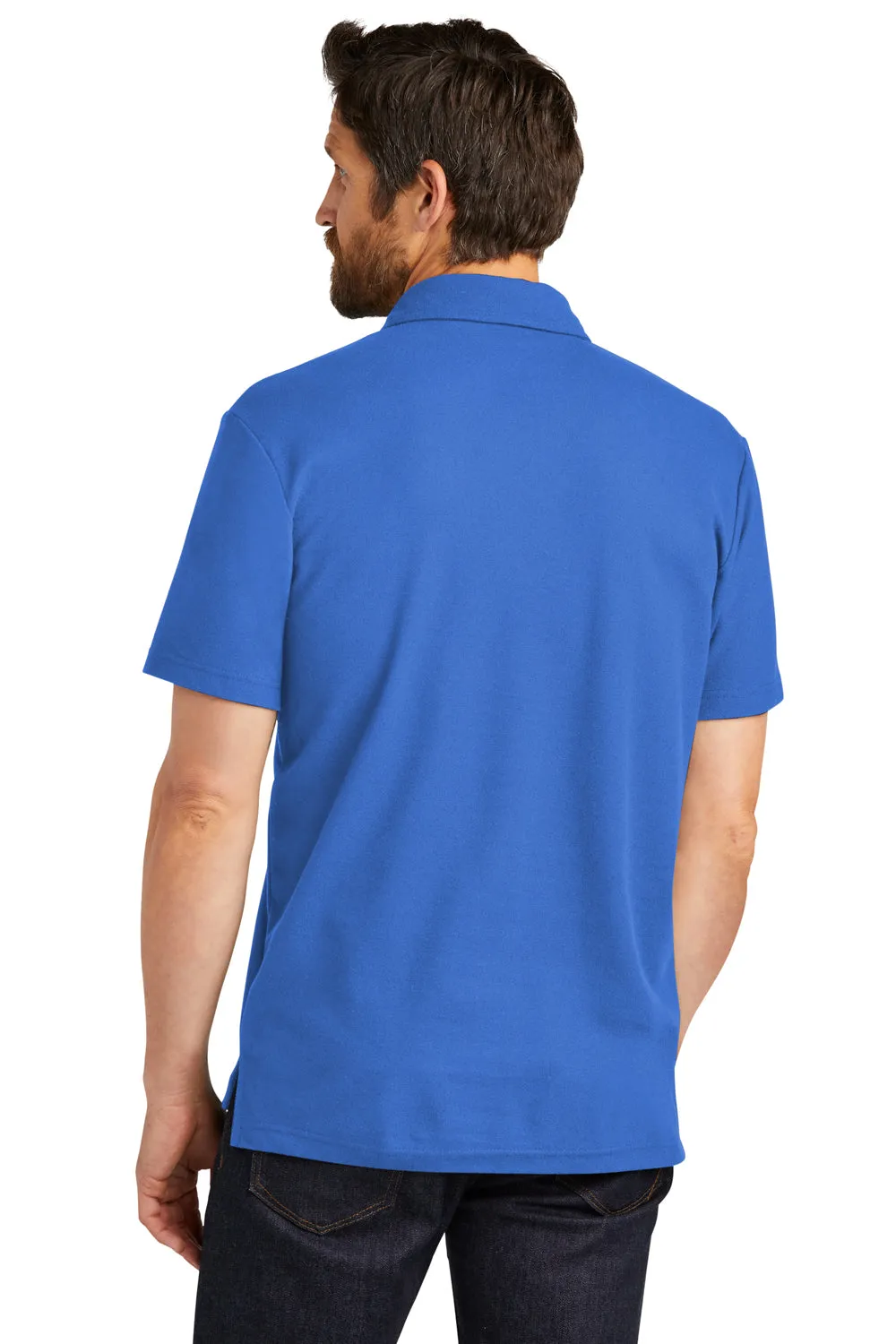 Port Authority Mens C-FREE Pique Short Sleeve Polo Shirt w/ Pocket - True Blue