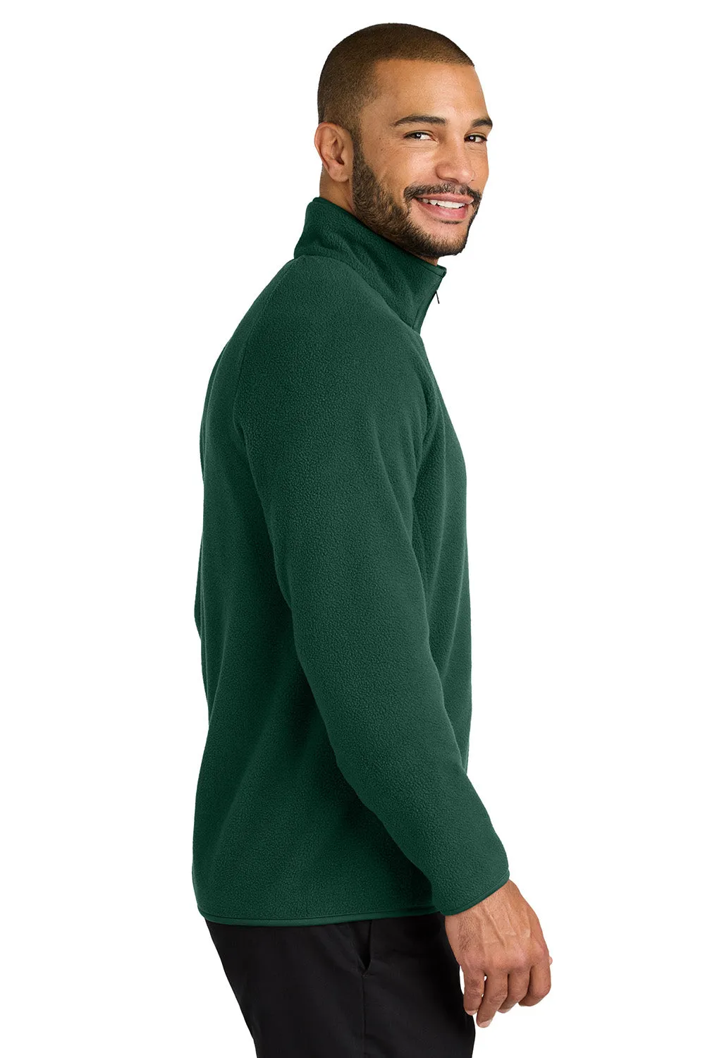 Port Authority Mens C-FREE Raglan Pill Resistant Fleece Full Zip Jacket - Dark Green
