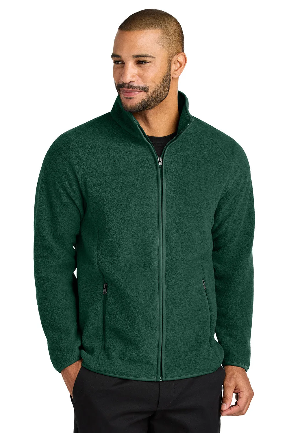 Port Authority Mens C-FREE Raglan Pill Resistant Fleece Full Zip Jacket - Dark Green