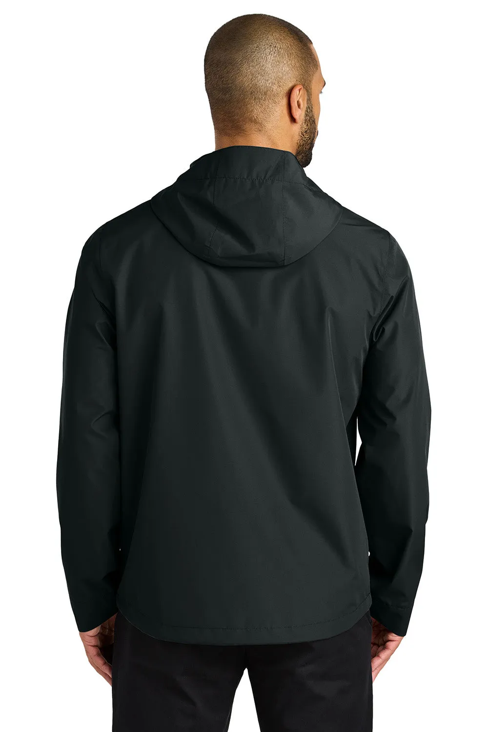 Port Authority Mens C-FREE Water Resistant Full Zip Hooded Rain Jacket - Deep Black