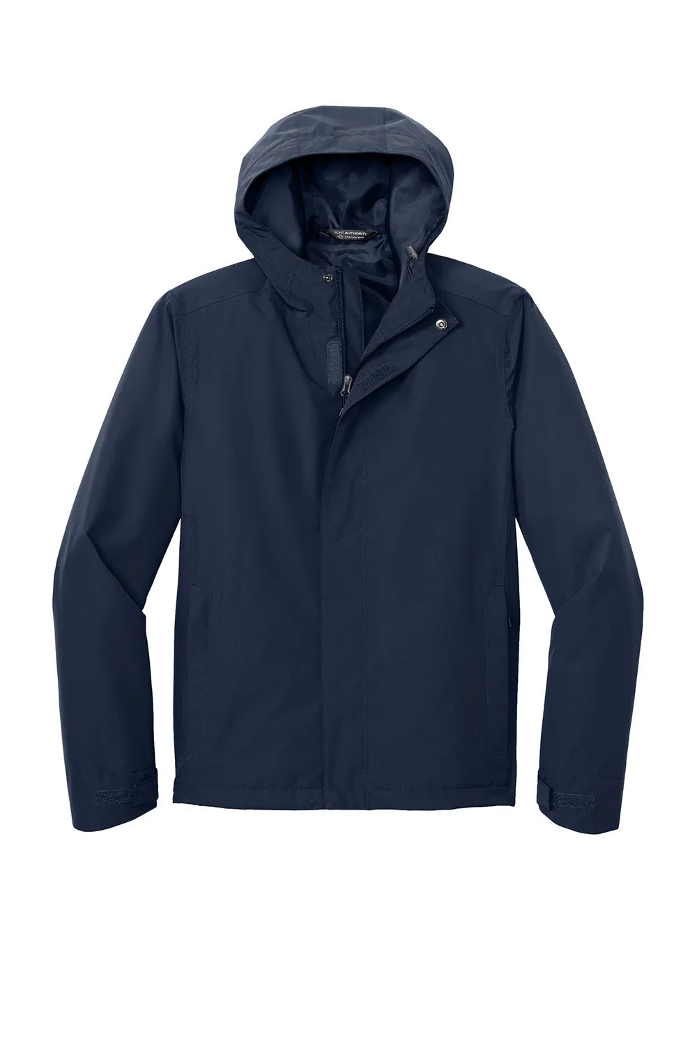 Port Authority Mens C-FREE Water Resistant Full Zip Hooded Rain Jacket - True Navy Blue
