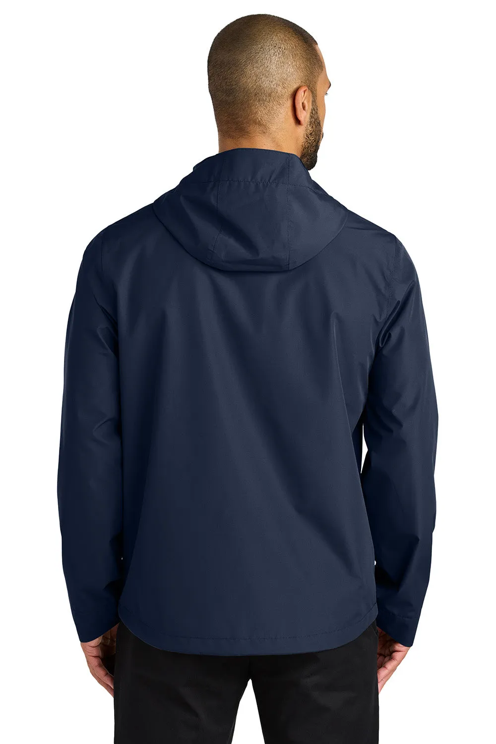 Port Authority Mens C-FREE Water Resistant Full Zip Hooded Rain Jacket - True Navy Blue
