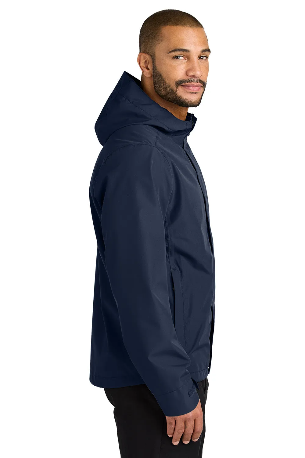 Port Authority Mens C-FREE Water Resistant Full Zip Hooded Rain Jacket - True Navy Blue