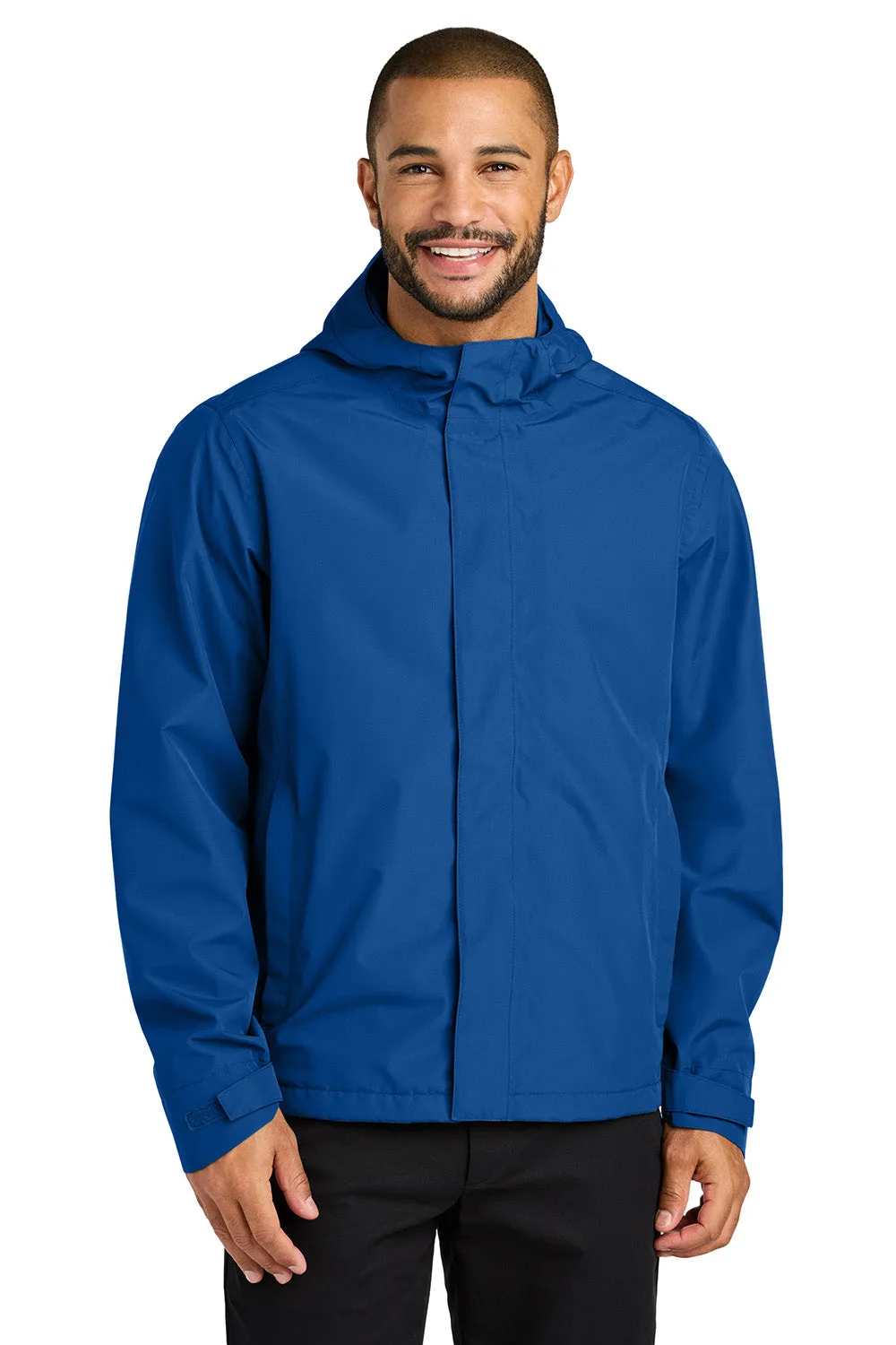 Port Authority Mens C-FREE Water Resistant Full Zip Hooded Rain Jacket - True Royal Blue