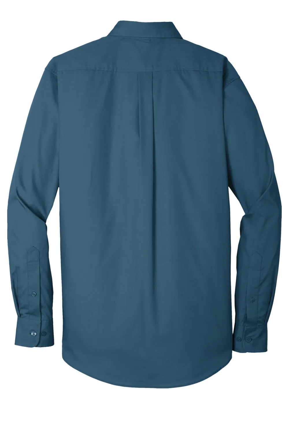 Port Authority Mens Carefree Stain Resistant Long Sleeve Button Down Shirt w/ Pocket - Dusty Blue - Closeout