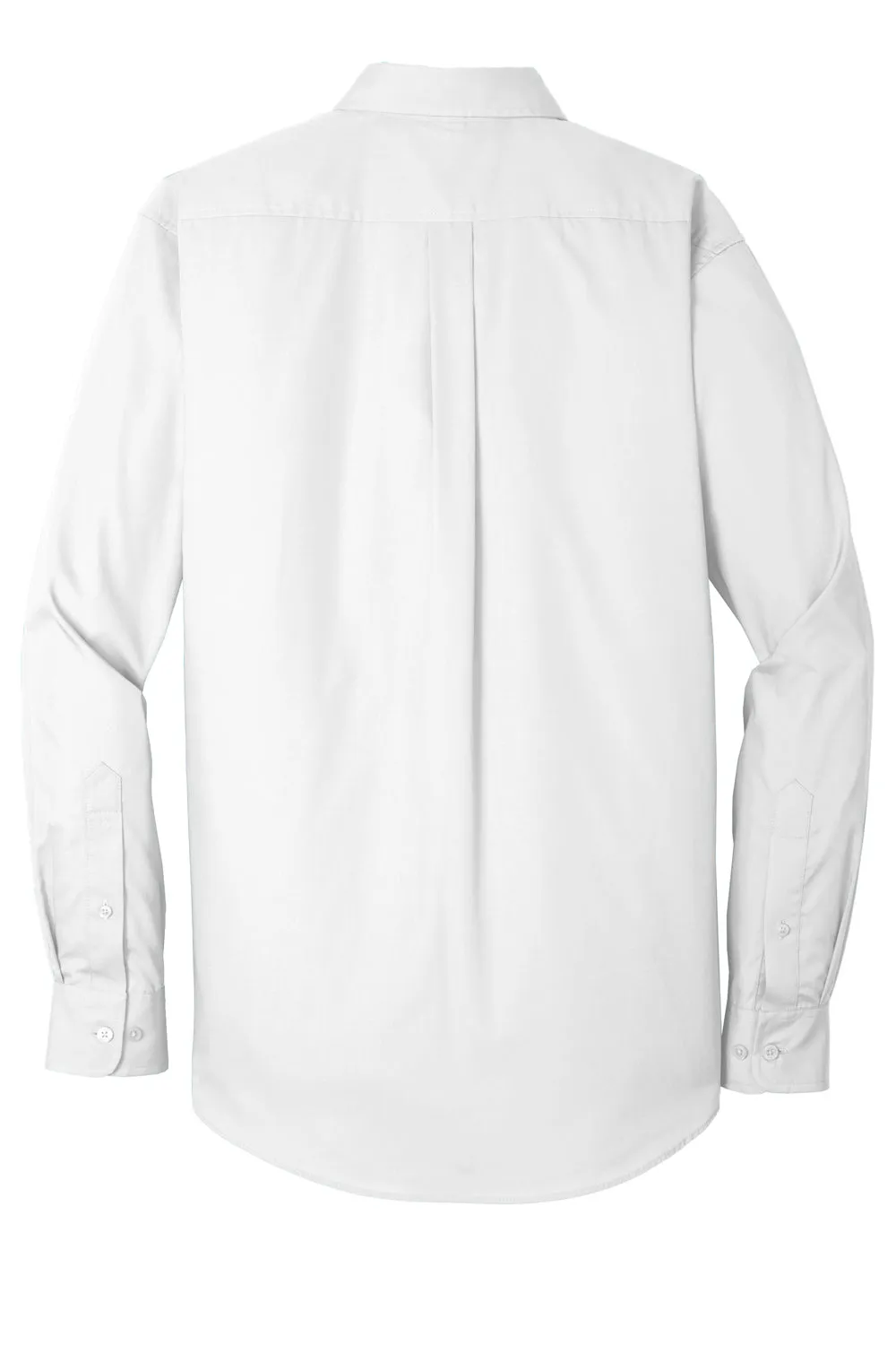 Port Authority Mens Carefree Stain Resistant Long Sleeve Button Down Shirt w/ Pocket - White