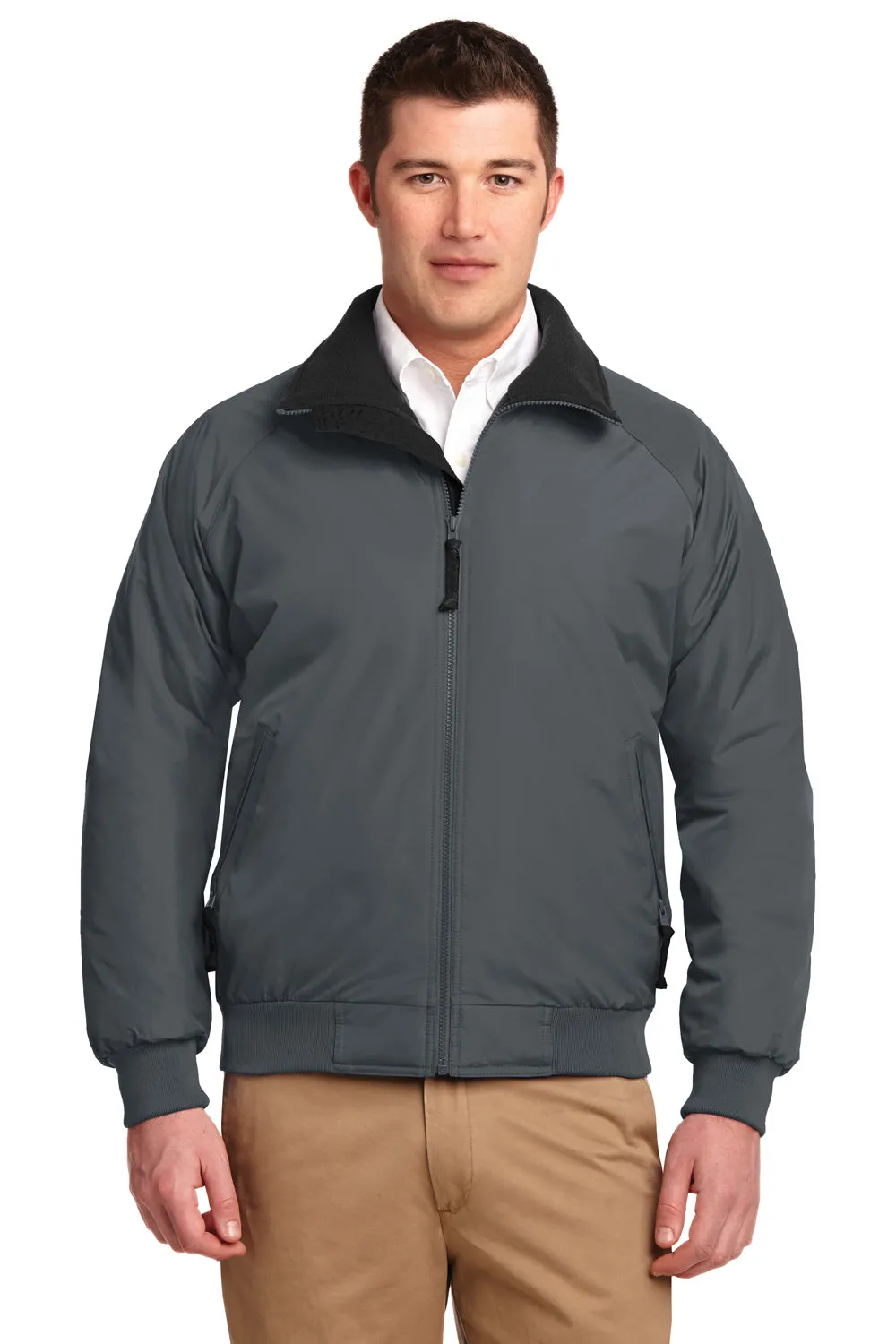 Port Authority Mens Challenger Wind & Water Resistant Full Zip Jacket - Steel Grey/True Black