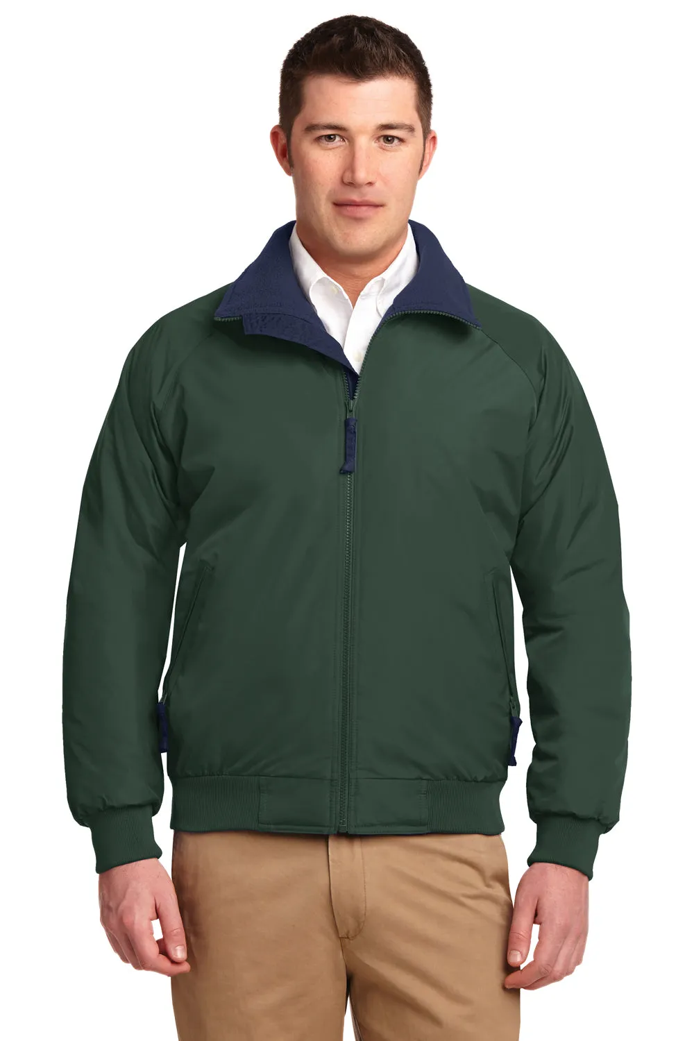 Port Authority Mens Challenger Wind & Water Resistant Full Zip Jacket - True Hunter Green/True Navy Blue