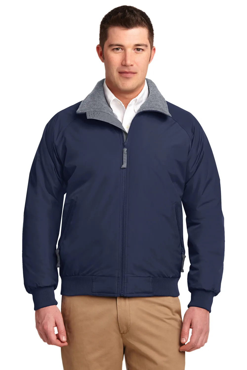 Port Authority Mens Challenger Wind & Water Resistant Full Zip Jacket - True Navy Blue/Heather Grey