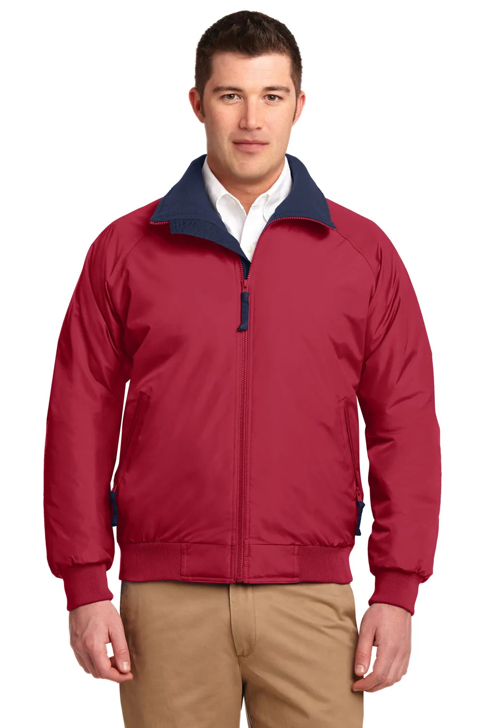 Port Authority Mens Challenger Wind & Water Resistant Full Zip Jacket - True Red/True Navy Blue