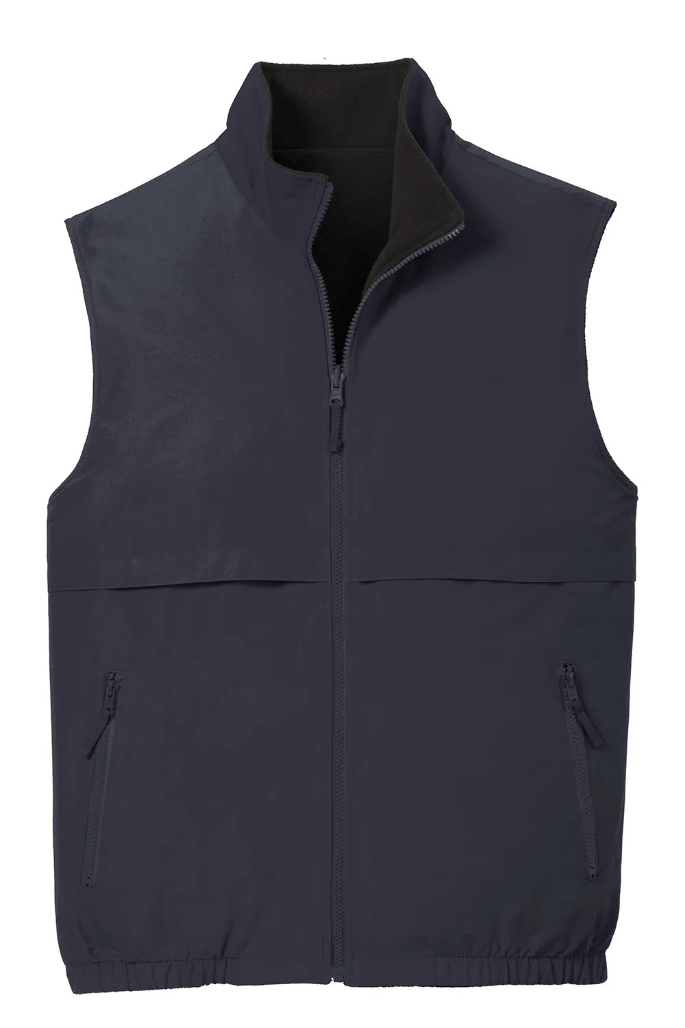 Port Authority Mens Charger Reversible Wind & Water Resistant Full Zip Vest - Battleship Grey