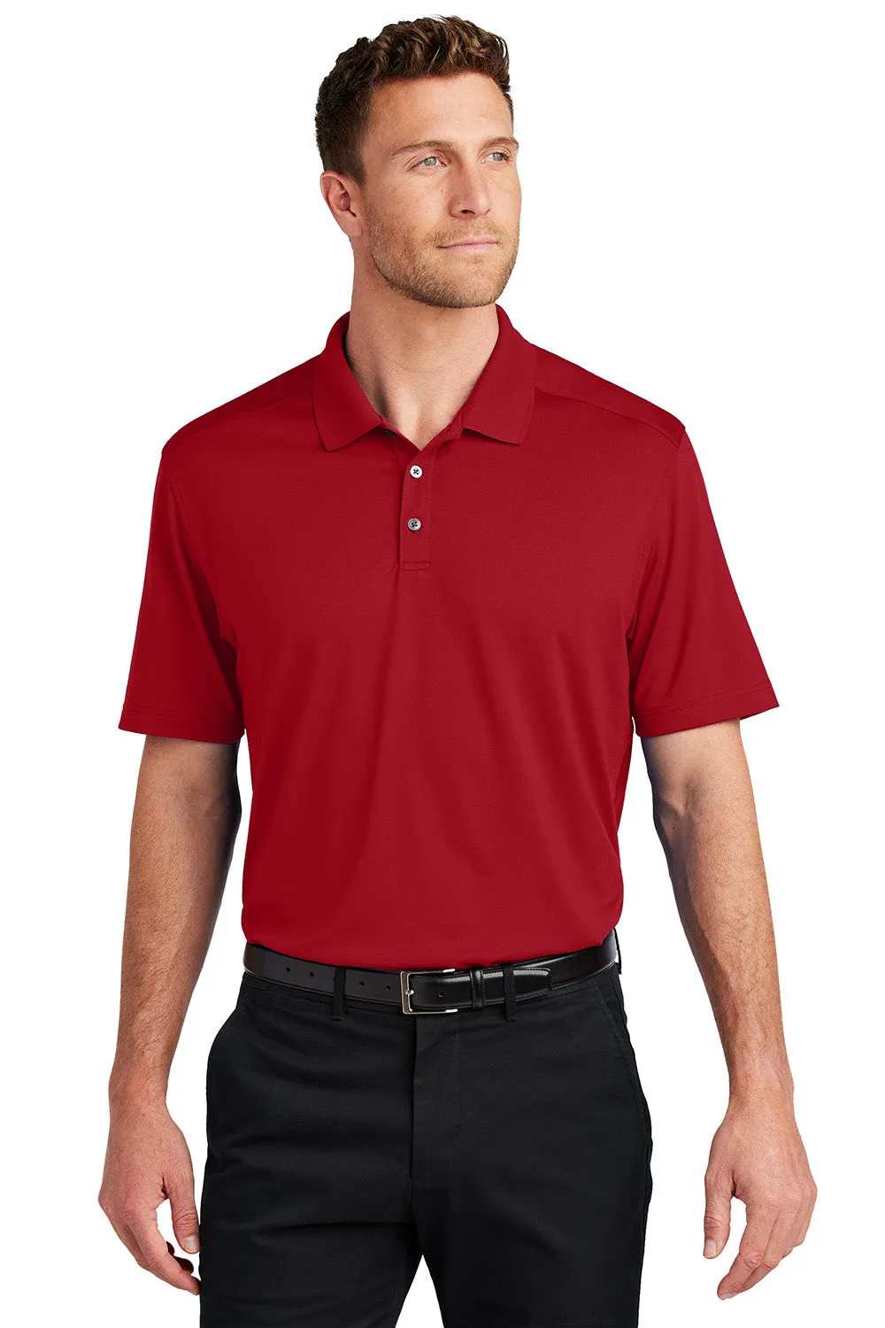 Port Authority Mens City Easy Care Moisture Wicking Short Sleeve Polo Shirt - Engine Red