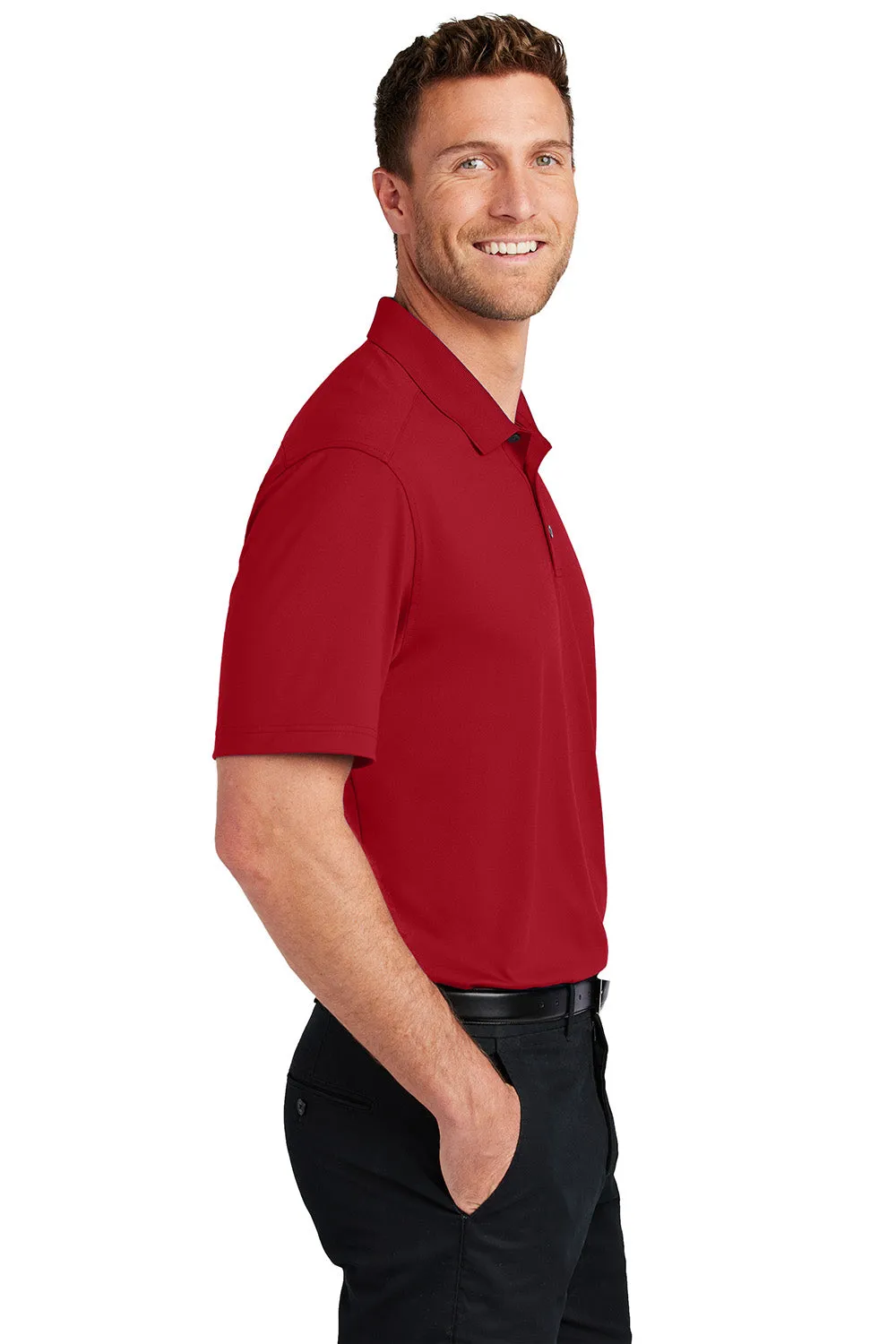 Port Authority Mens City Easy Care Moisture Wicking Short Sleeve Polo Shirt - Engine Red