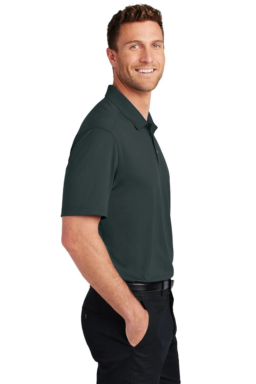 Port Authority Mens City Easy Care Moisture Wicking Short Sleeve Polo Shirt - Graphite Grey