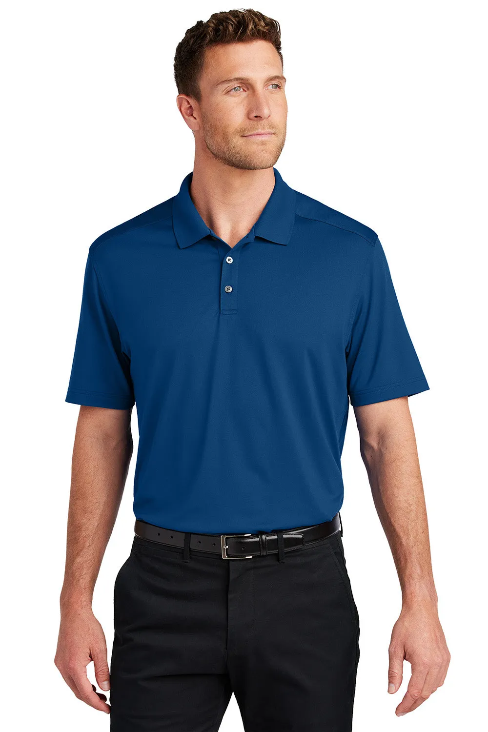 Port Authority Mens City Easy Care Moisture Wicking Short Sleeve Polo Shirt - True Blue