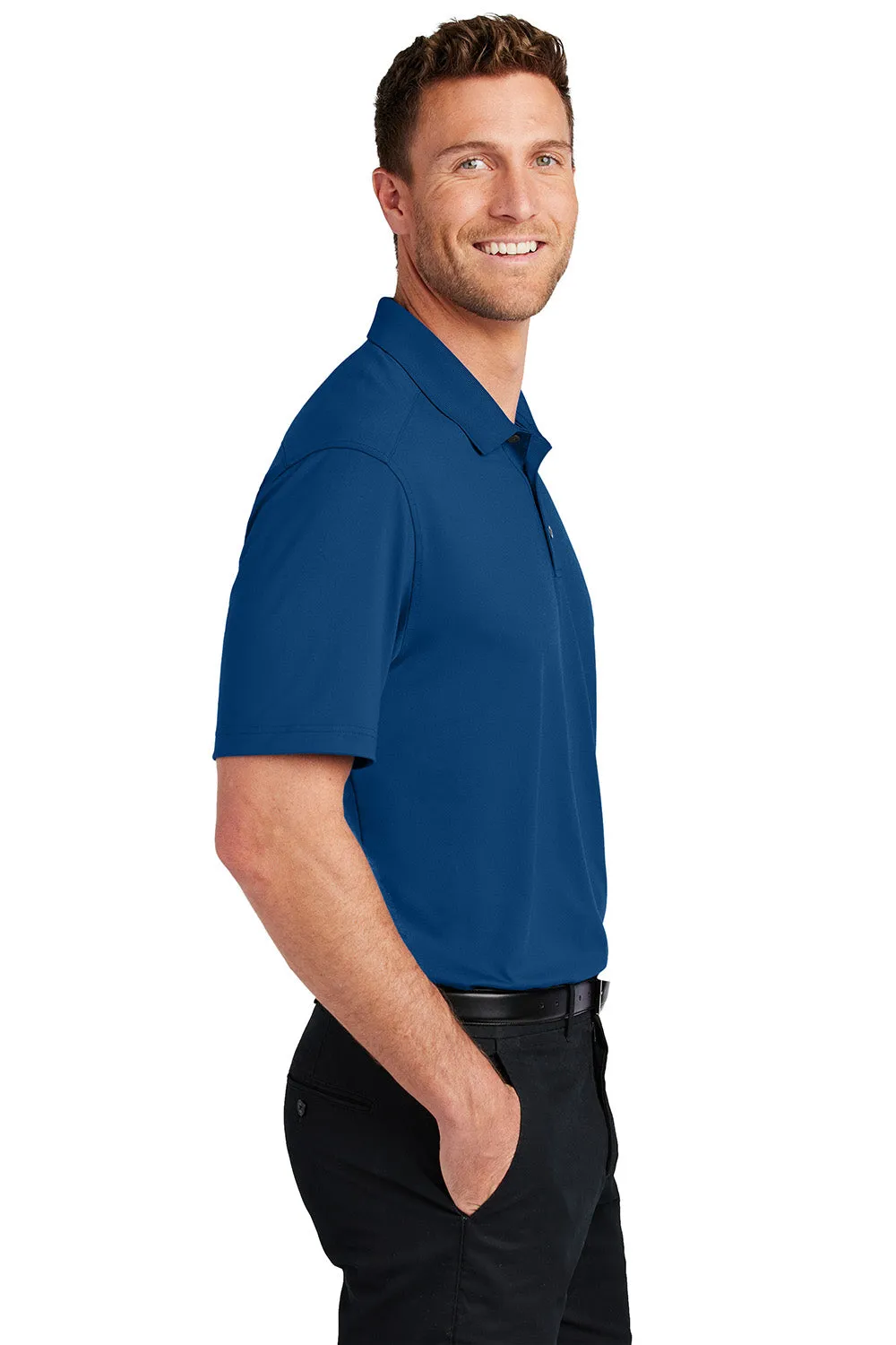 Port Authority Mens City Easy Care Moisture Wicking Short Sleeve Polo Shirt - True Blue