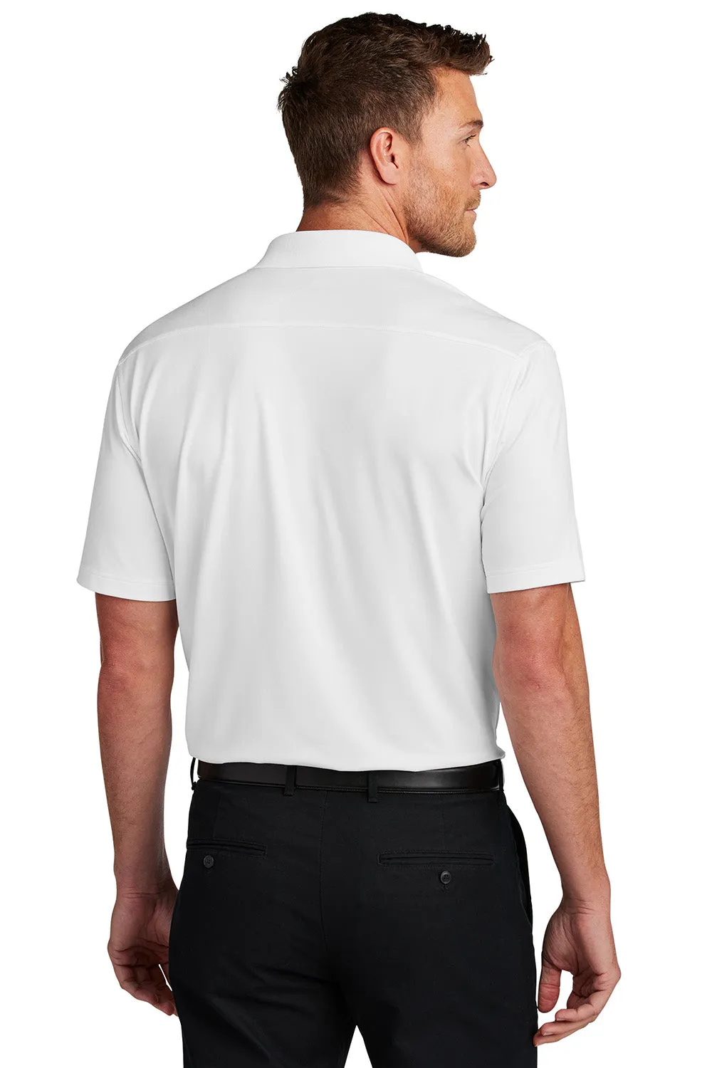 Port Authority Mens City Easy Care Moisture Wicking Short Sleeve Polo Shirt - White