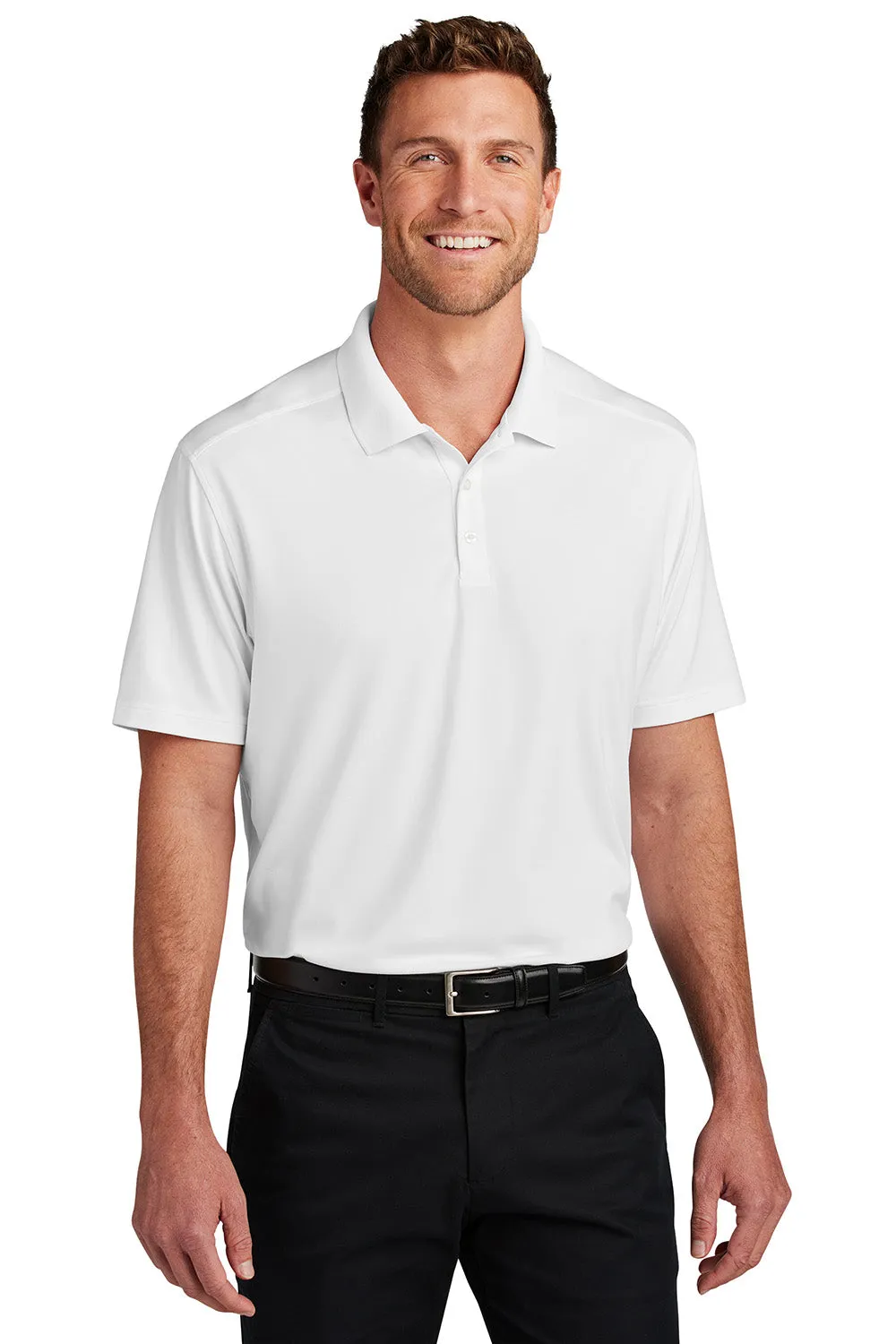Port Authority Mens City Easy Care Moisture Wicking Short Sleeve Polo Shirt - White