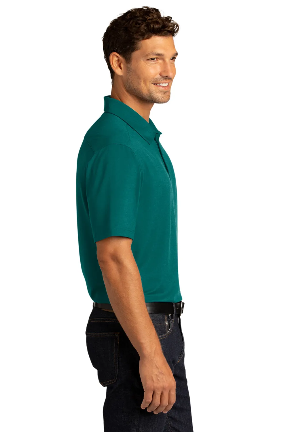 Port Authority Mens City Moisture Wicking Short Sleeve Polo Shirt - Dark Teal Green
