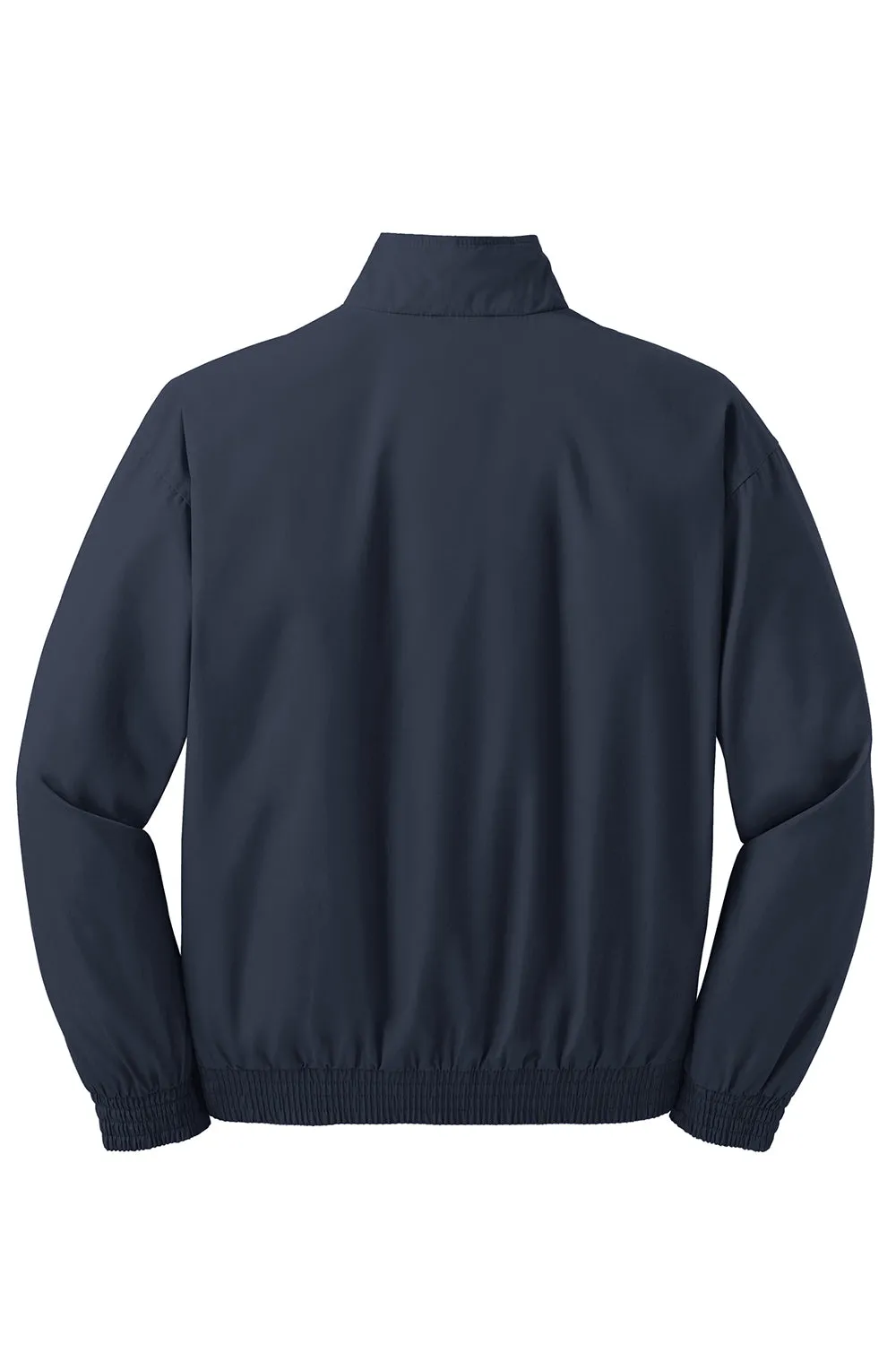 Port Authority Mens Classic Poplin Wind & Water Resistant Full Zip Jacket - Dark Navy Blue - Closeout