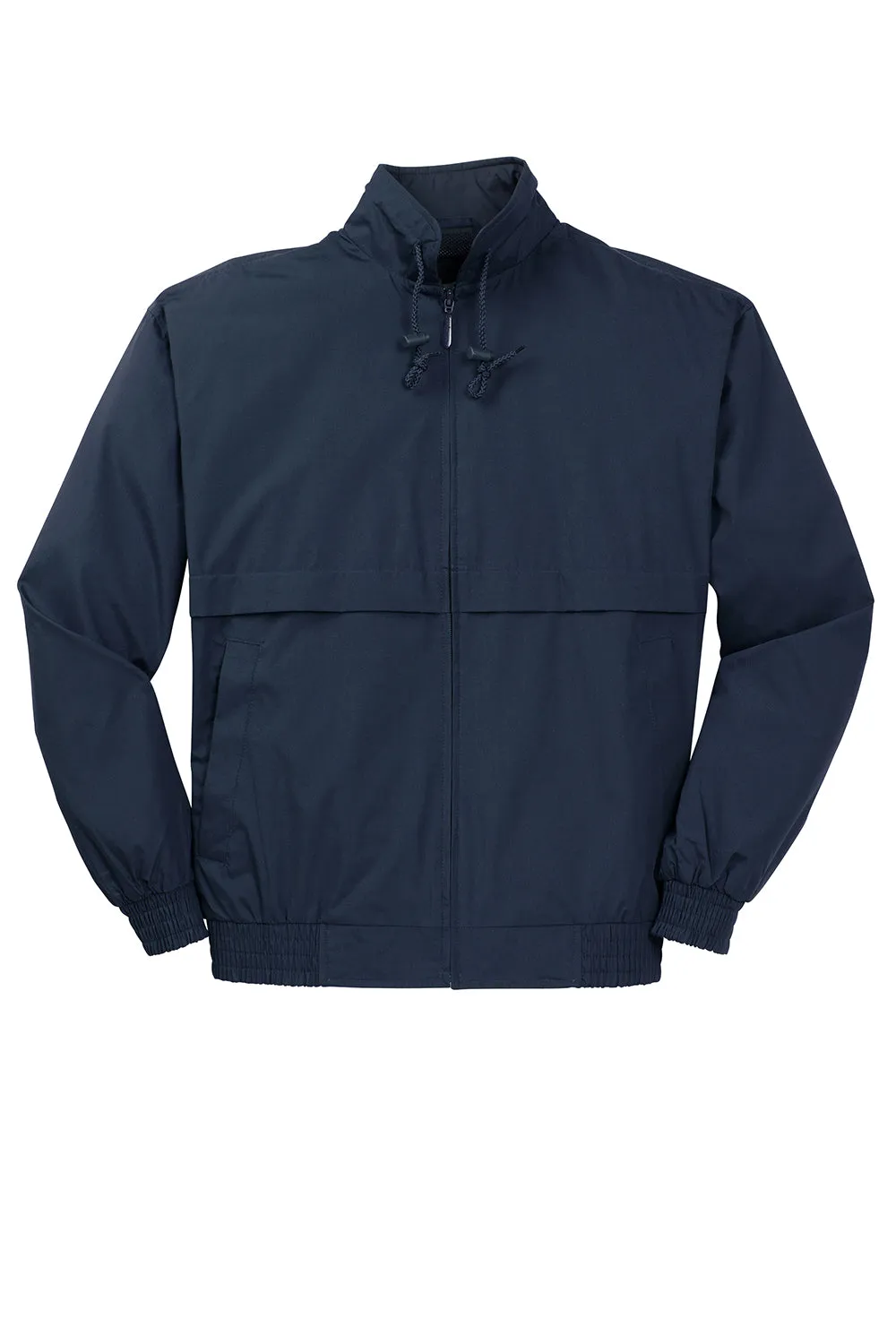 Port Authority Mens Classic Poplin Wind & Water Resistant Full Zip Jacket - Dark Navy Blue - Closeout