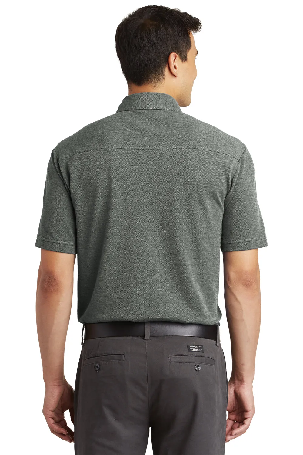 Port Authority Mens Coastal Moisture Wicking Short Sleeve Polo Shirt - Deep Black/White - Closeout