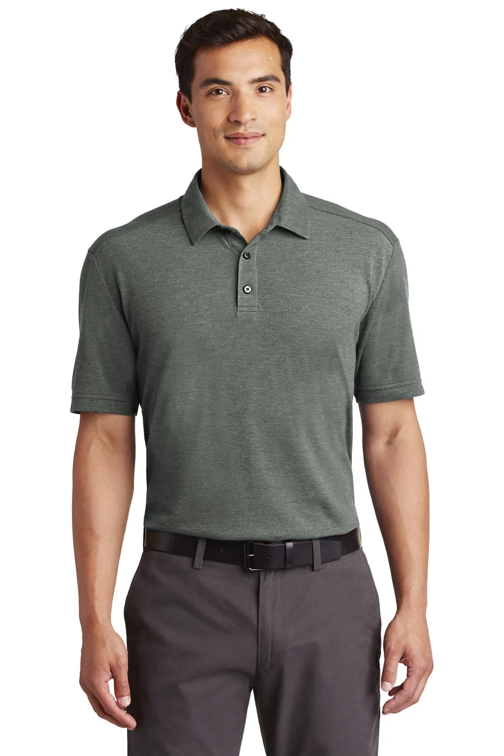 Port Authority Mens Coastal Moisture Wicking Short Sleeve Polo Shirt - Deep Black/White - Closeout