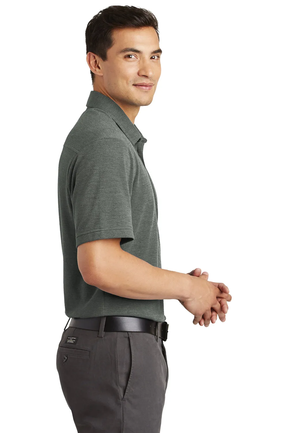 Port Authority Mens Coastal Moisture Wicking Short Sleeve Polo Shirt - Deep Black/White - Closeout