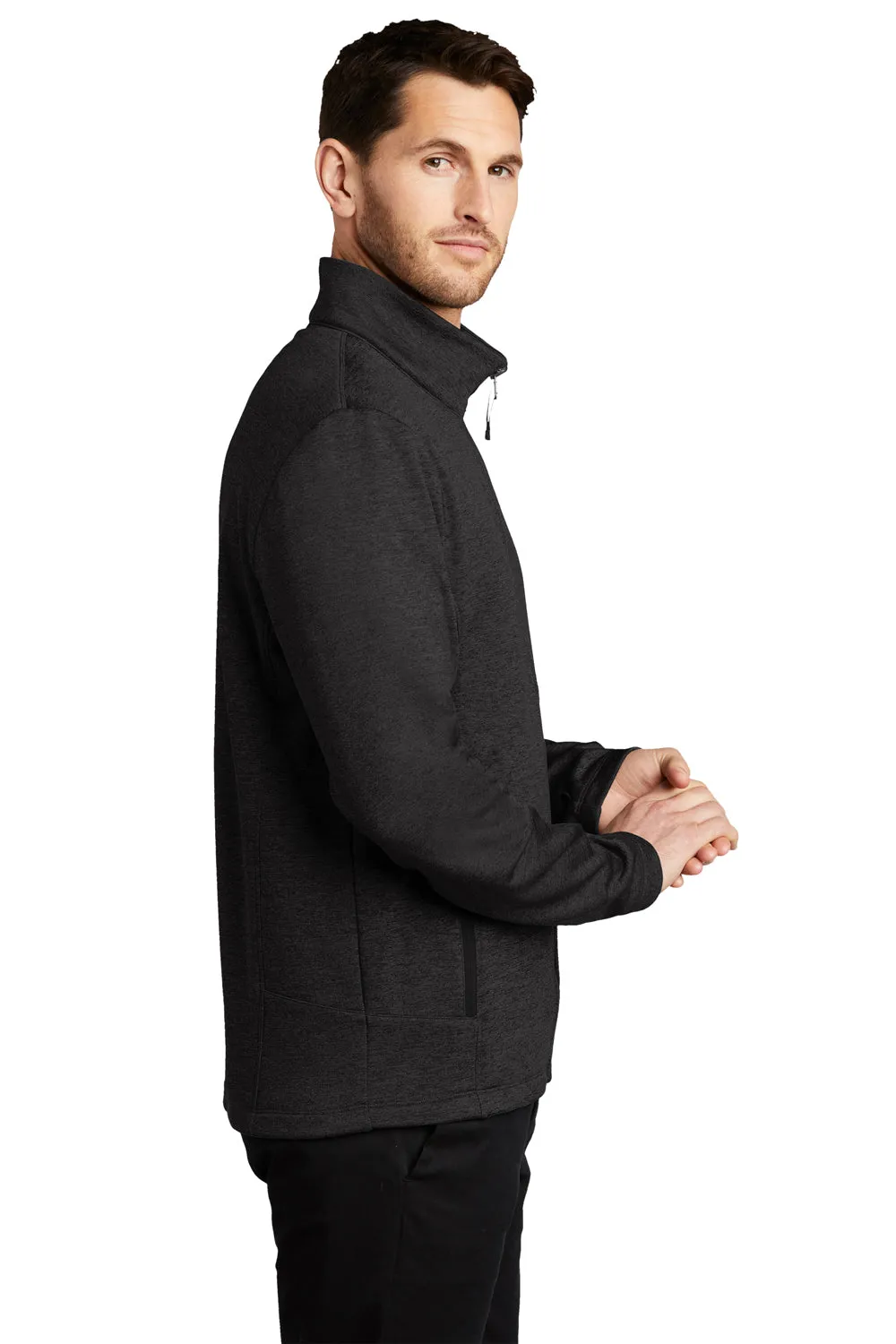 Port Authority Mens Collective Striated Fleece Full Zip Jacket - Heather Deep Black