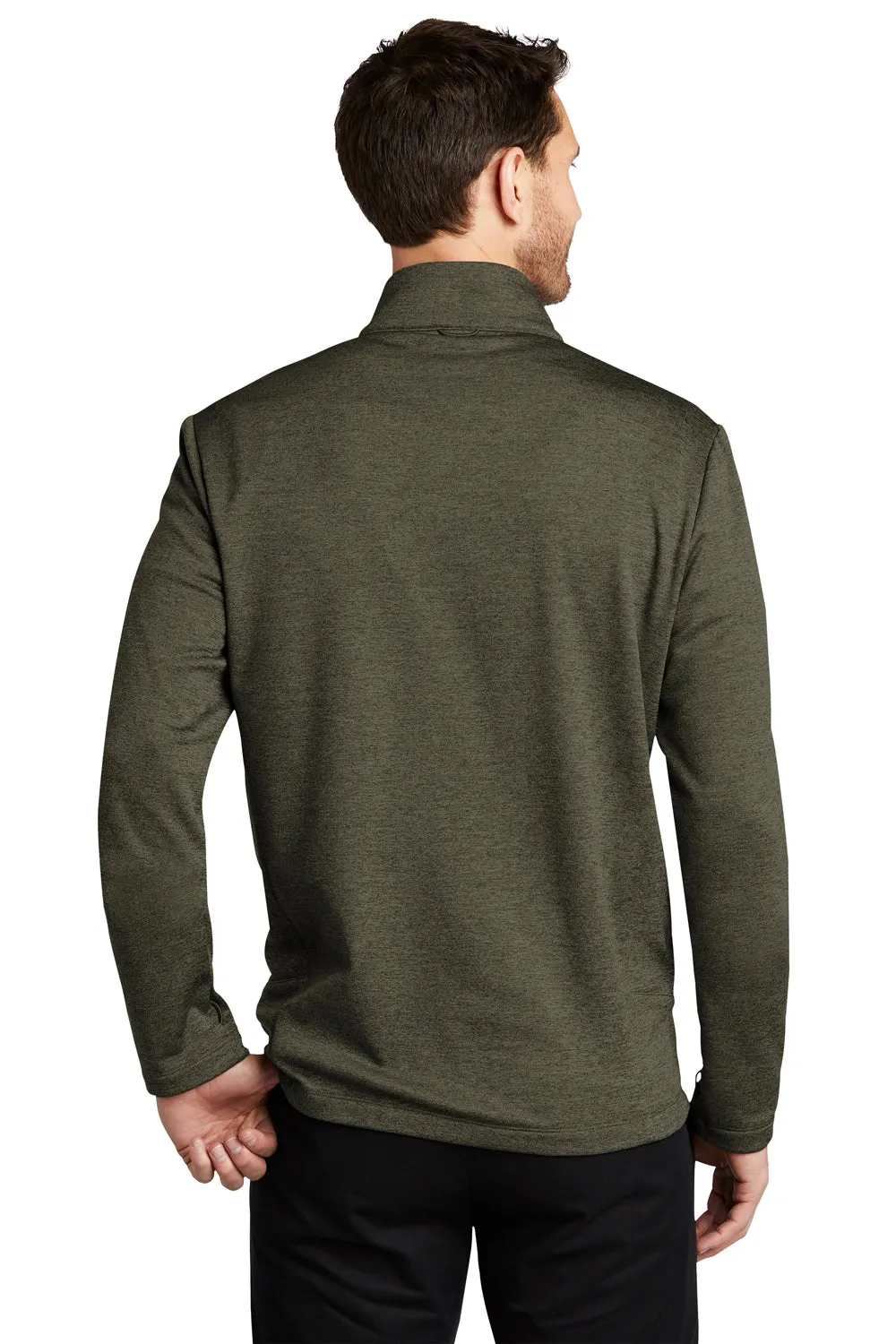 Port Authority Mens Collective Striated Fleece Full Zip Jacket - Heather Deep Olive Green - Closeout
