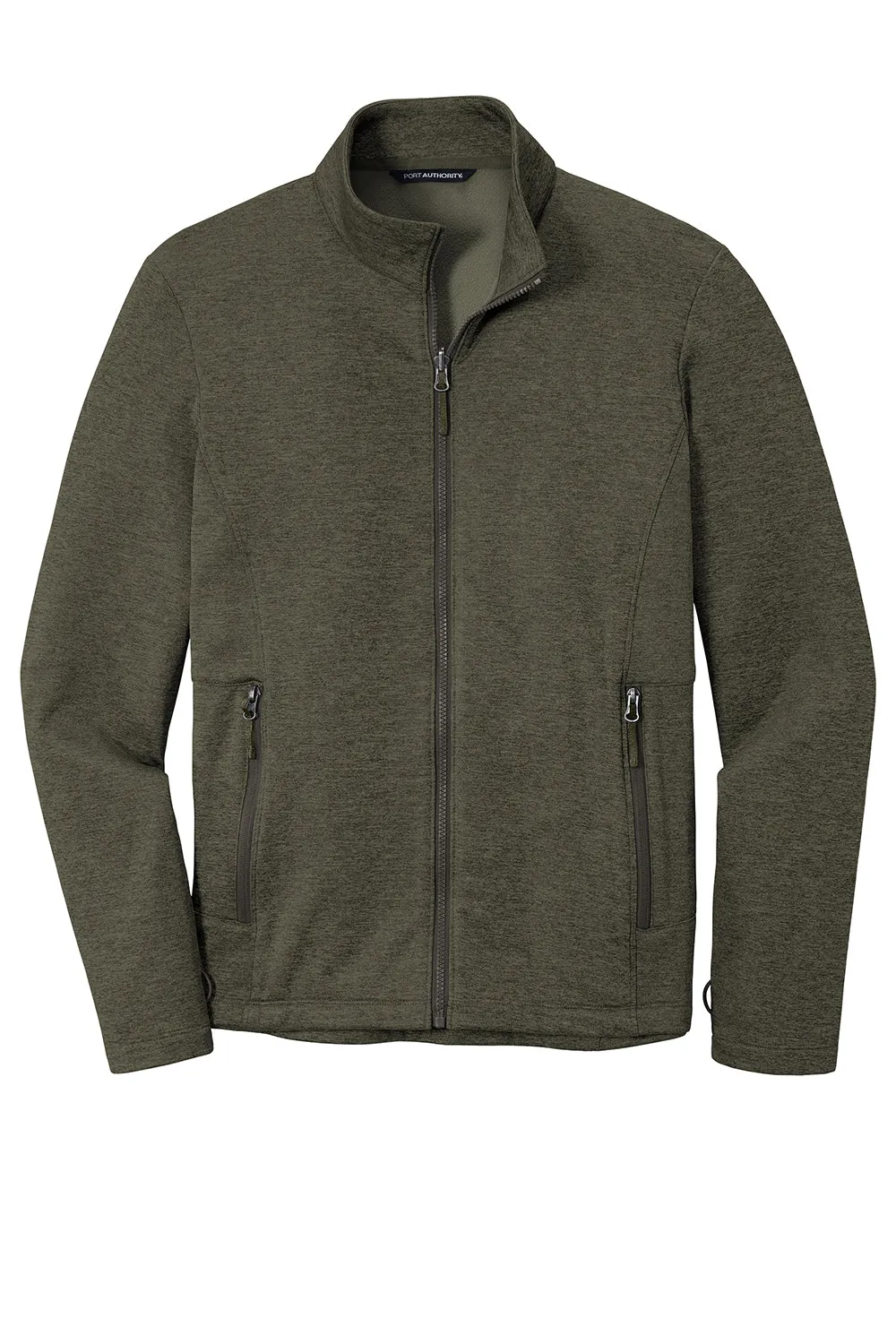 Port Authority Mens Collective Striated Fleece Full Zip Jacket - Heather Deep Olive Green - Closeout
