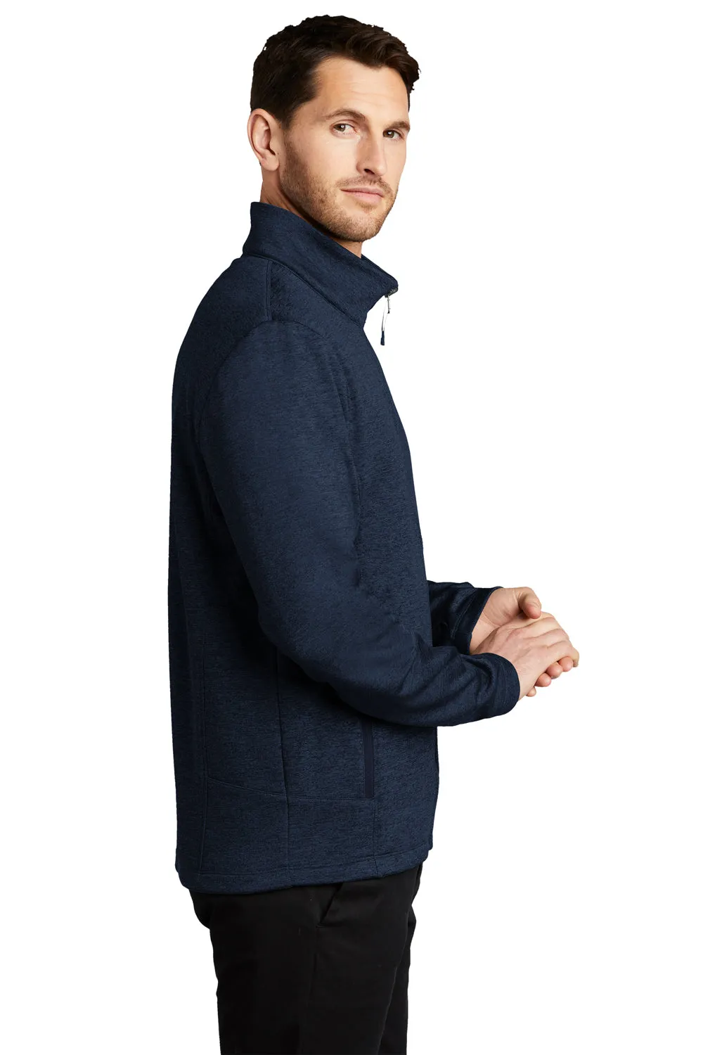 Port Authority Mens Collective Striated Fleece Full Zip Jacket - Heather River Navy Blue