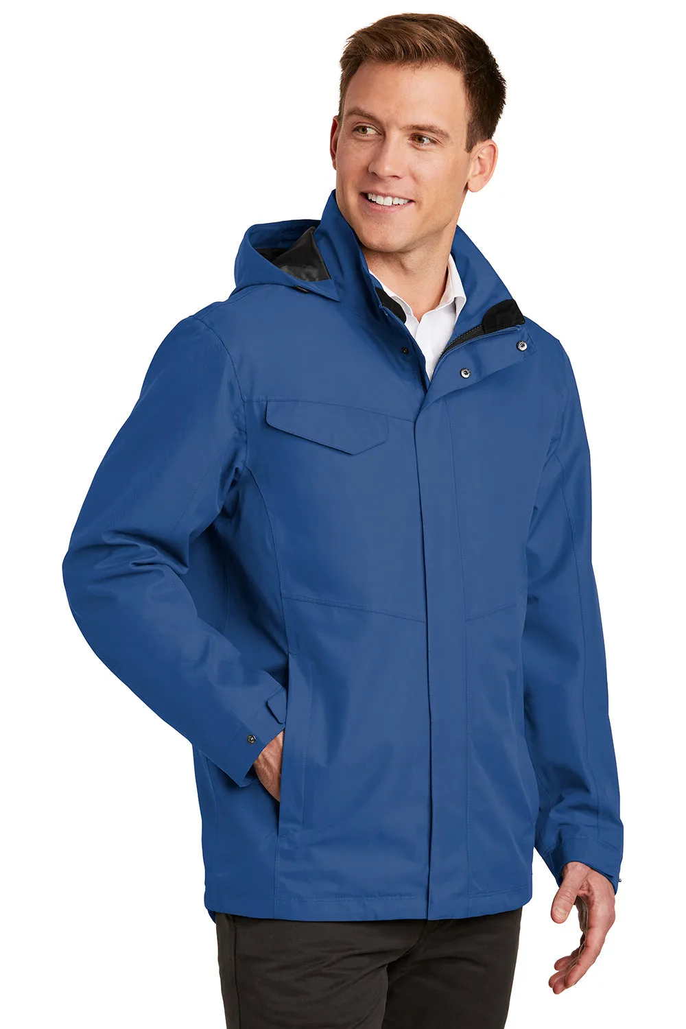 Port Authority Mens Collective Waterproof Full Zip Hooded Jacket - Night Sky Blue - Closeout
